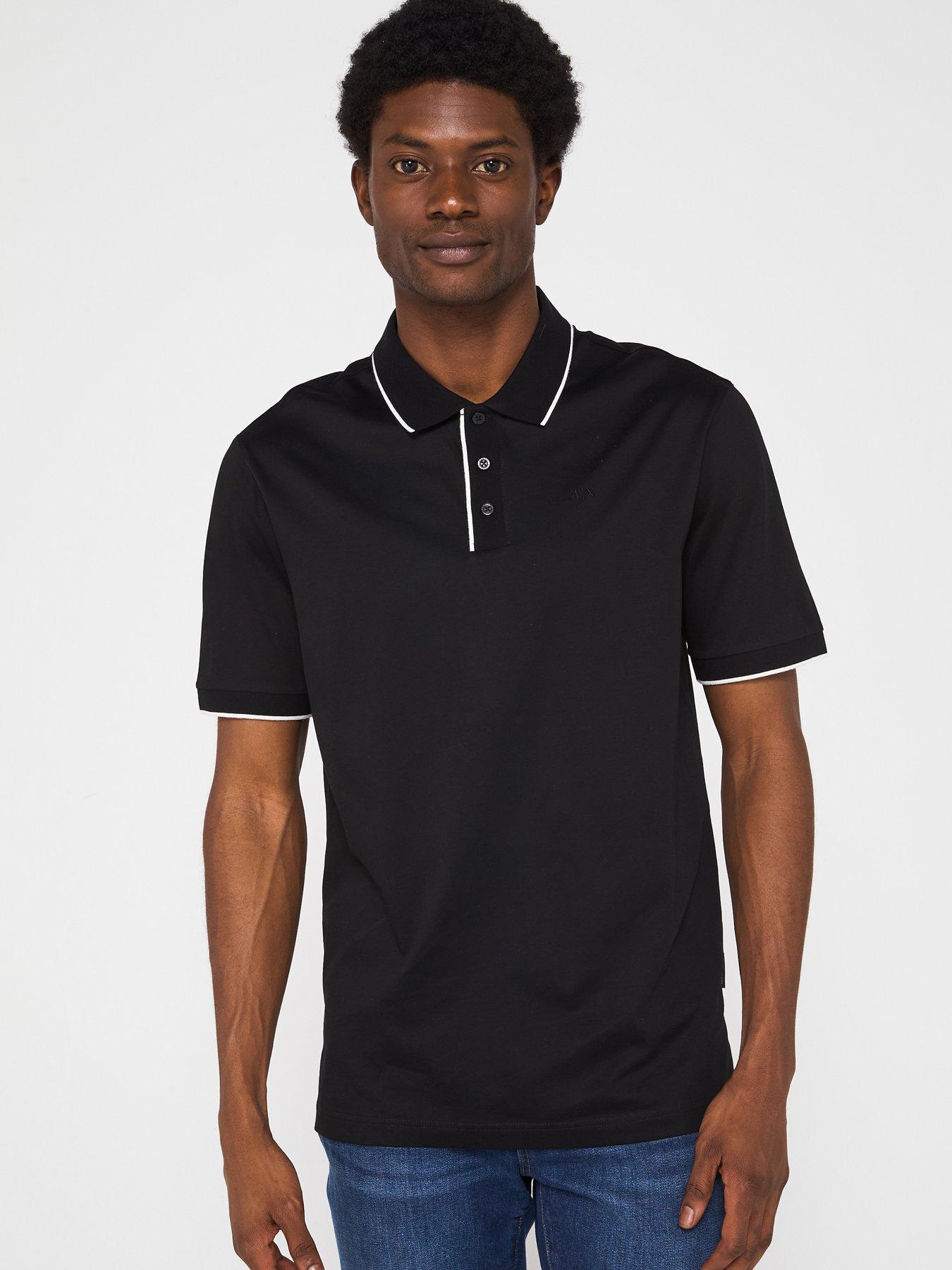Armani Exchange Tipped Polo Shirt - Black - Black