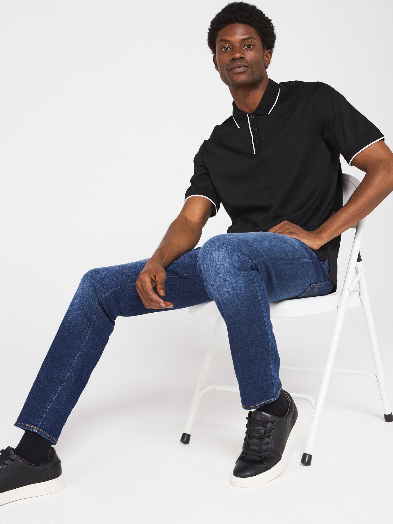 Image 4 of 5 of Armani Exchange Tipped Polo Shirt - Black - Black