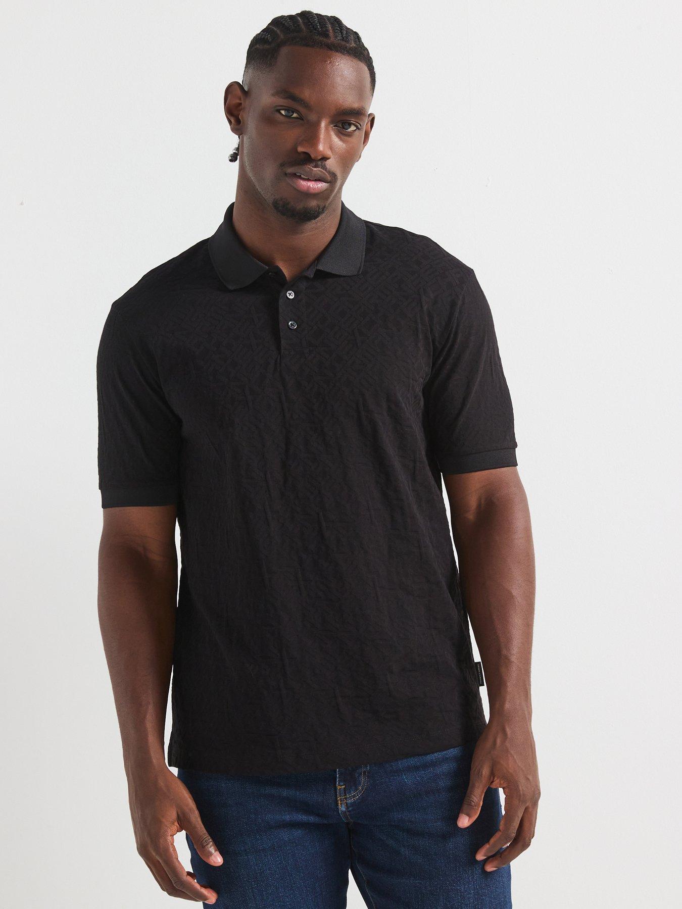 Armani Exchange Embossed Print Polo Shirt - Black