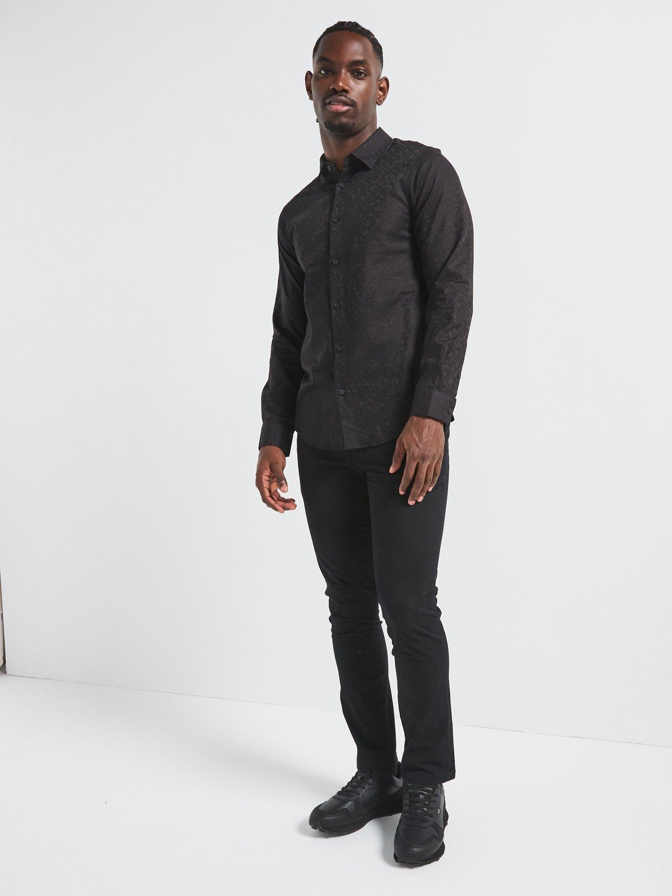 Image 3 of 5 of Armani Exchange Armani Exchange Printed Jacquard Shirt - Black