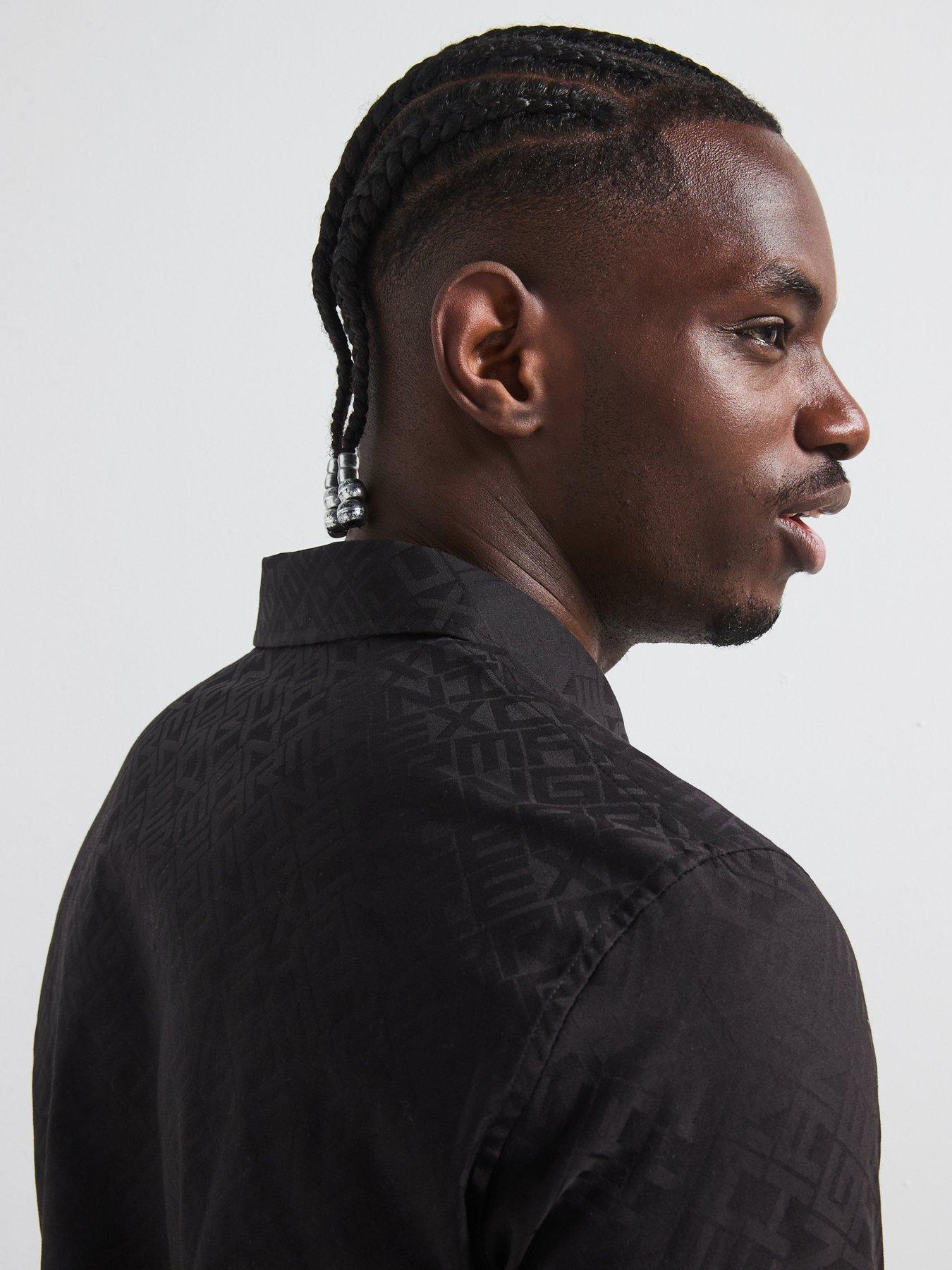 Image 5 of 5 of Armani Exchange Armani Exchange Printed Jacquard Shirt - Black