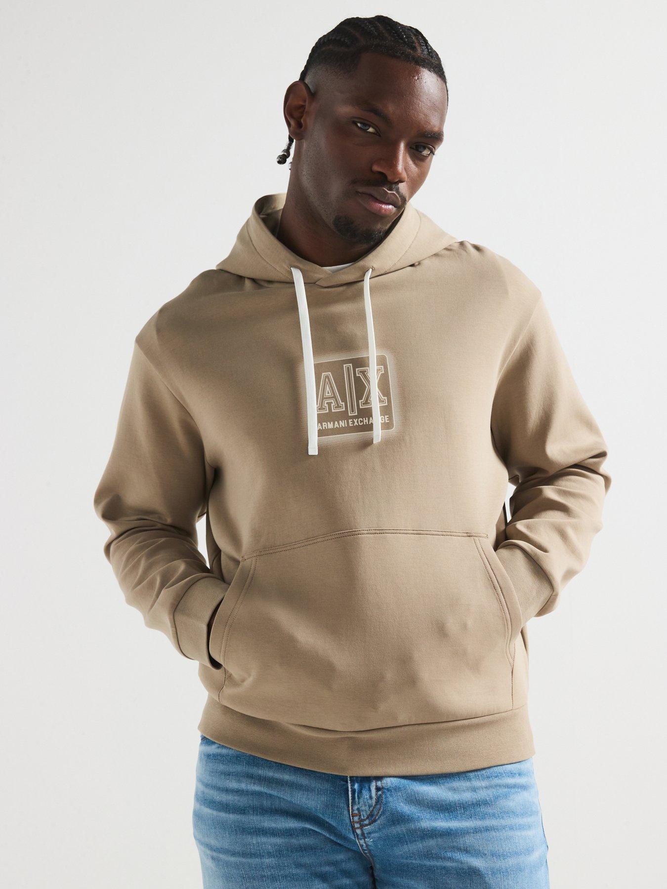 Armani Exchange Logo Bonded Hoodie - Beige