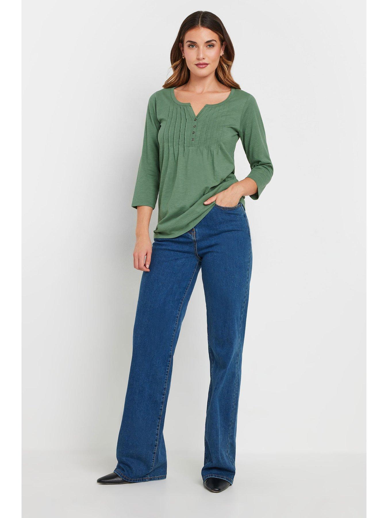 Image 3 of 4 of Long Tall Sally 2 Pack Pintuck Henley Top - Pink