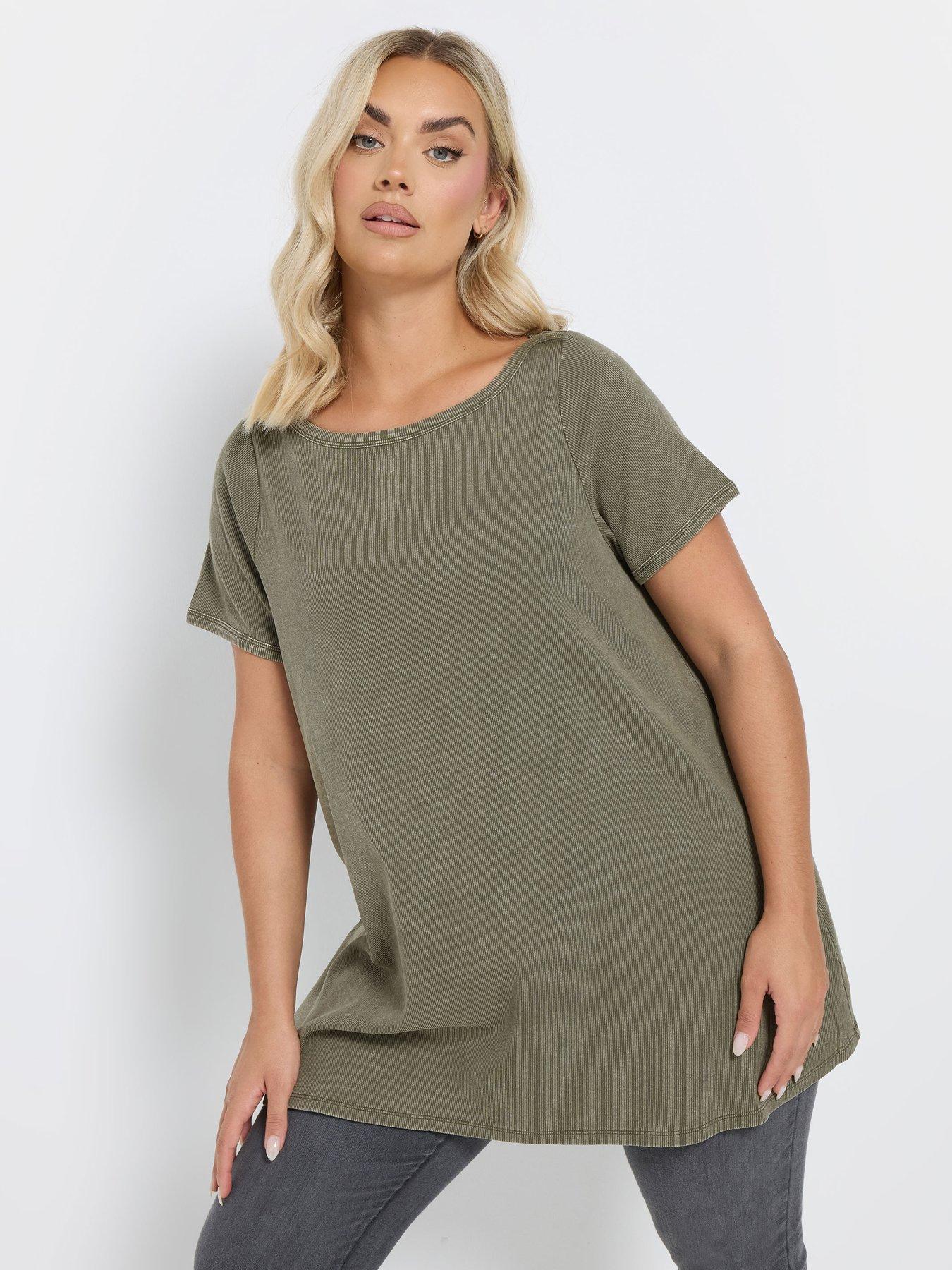 yours-curve-boat-neck-rib-swing-t-shirt-green