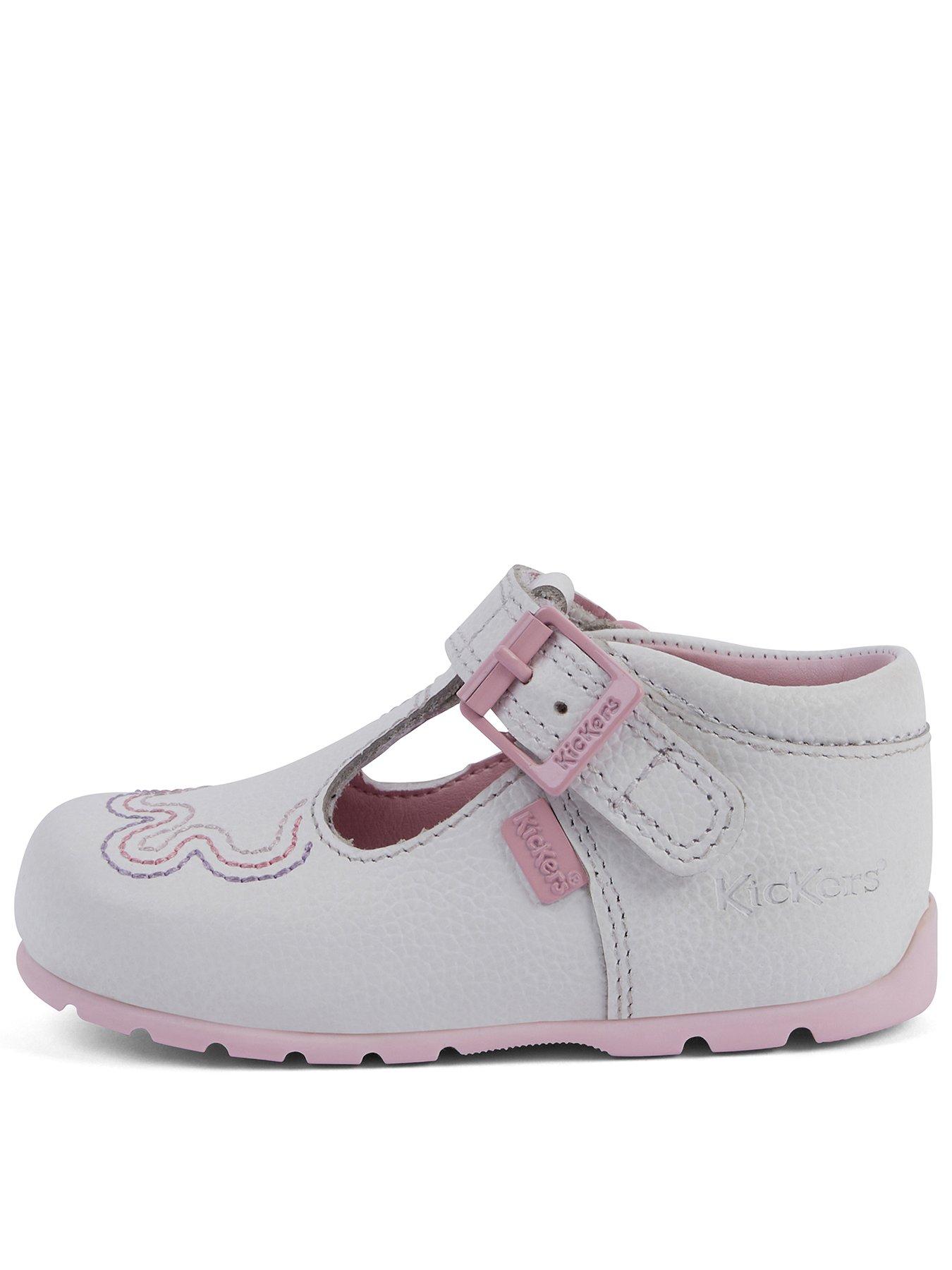 undefined Kick T-Bar Baby Wave Leather Boot - White