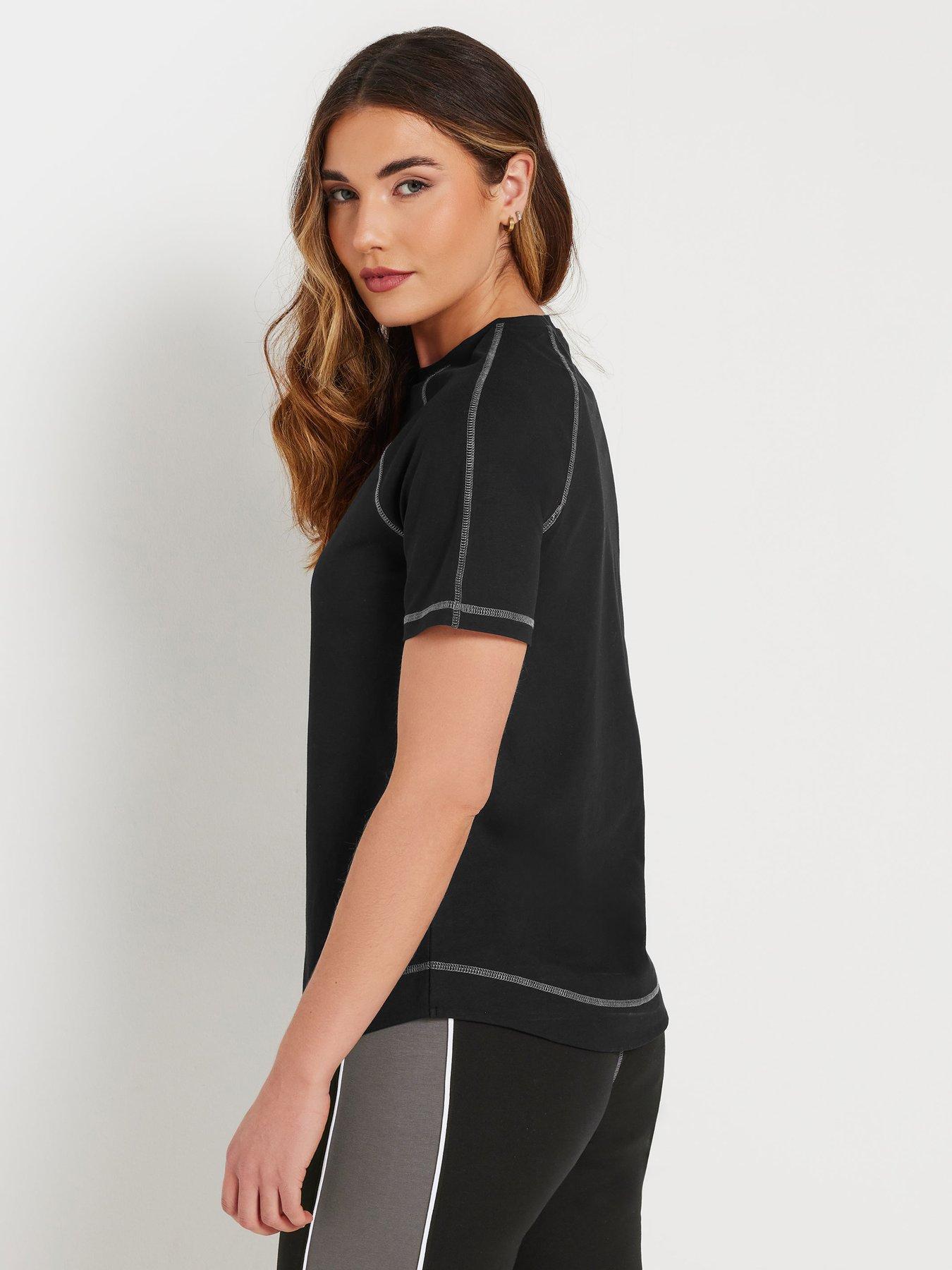 long-tall-sally-active-short-sleeve-curved-hem-t-shirt-blackstillFront