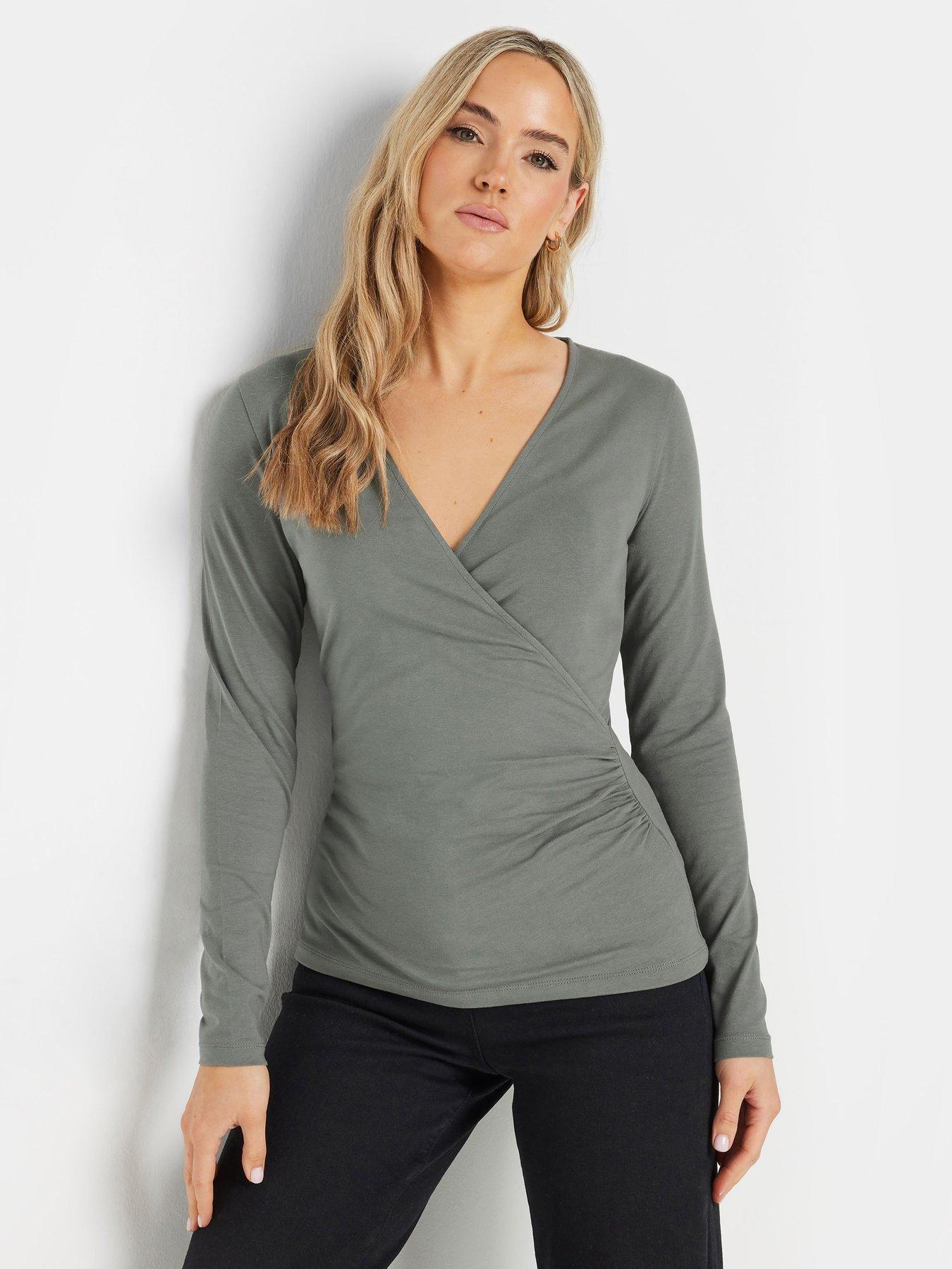 Image 1 of 4 of Long Tall Sally Sleeve Wrap Top - Grey