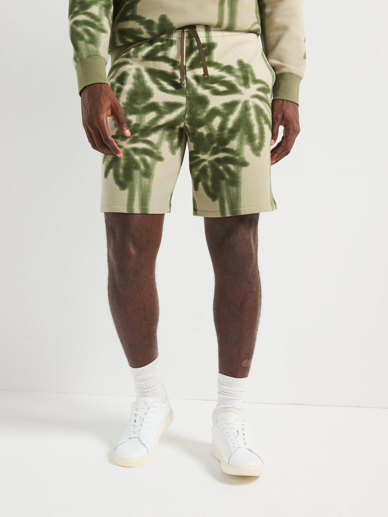 Armani Exchange Large Palm Print Sweat Shorts - Beige