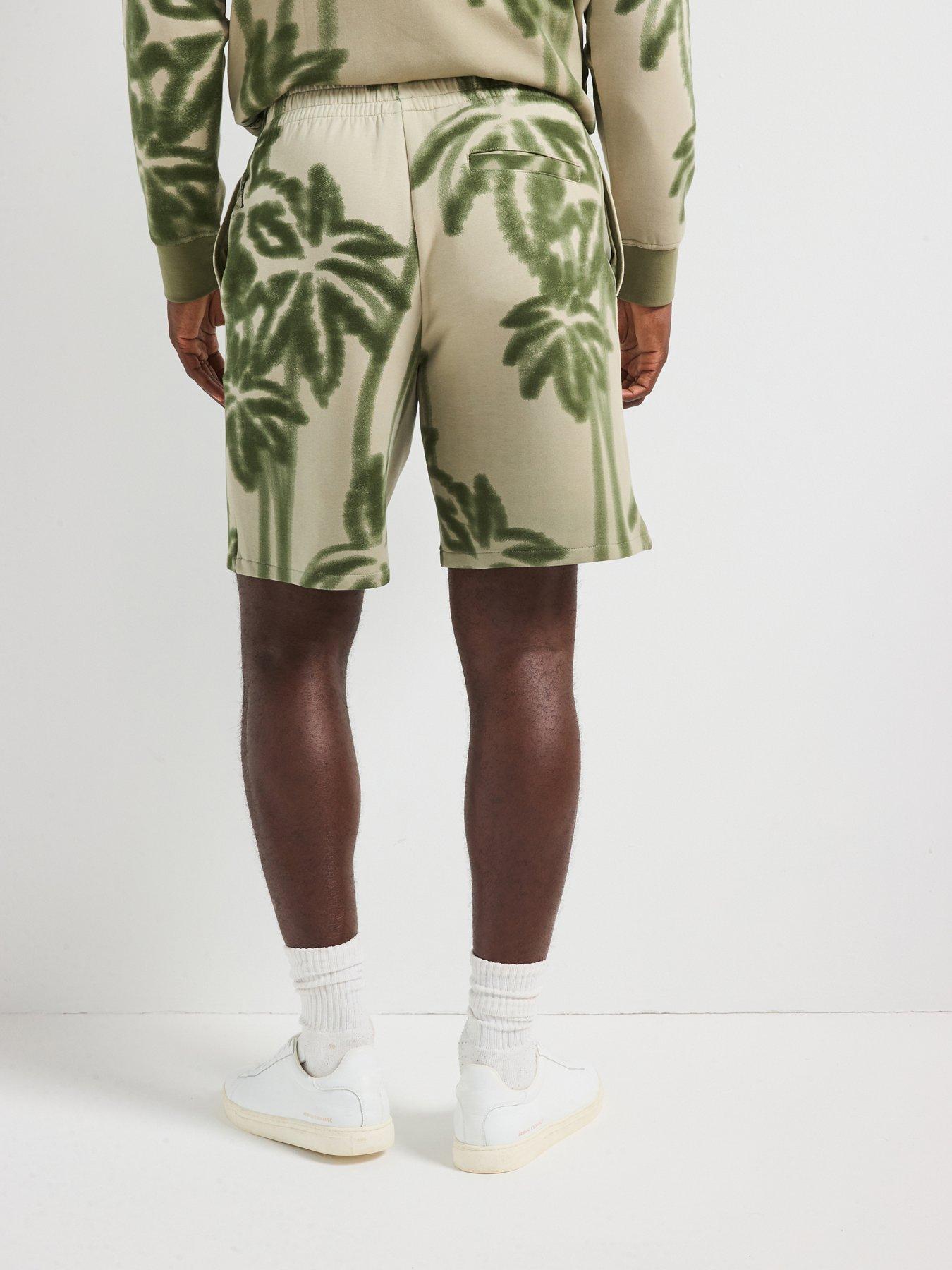 armani-exchange-large-palm-print-sweat-shorts-beigestillFront