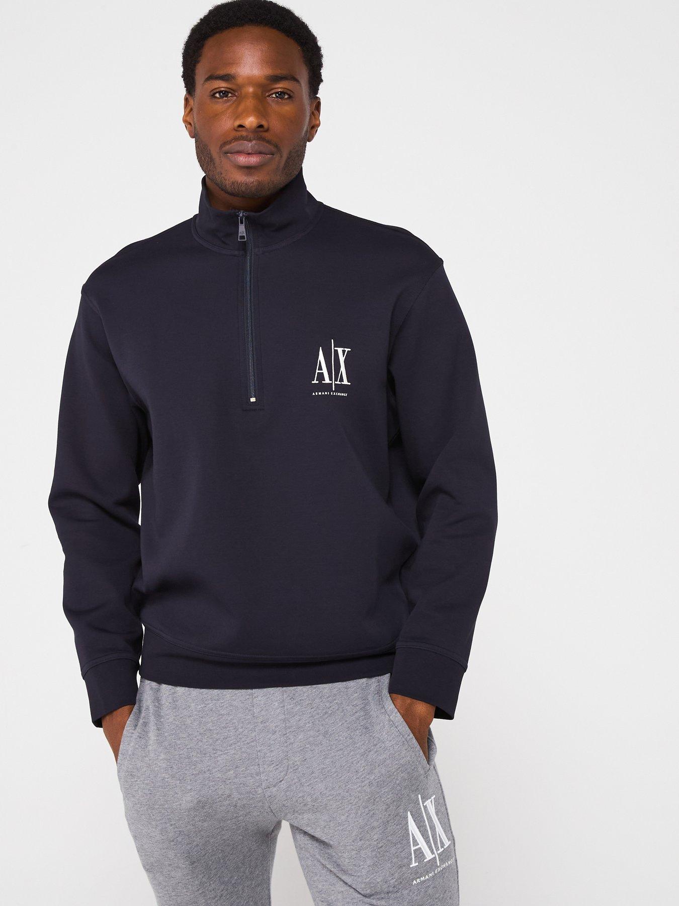 Image 1 of 4 of Armani Exchange Icon Project 1/4 Zip Sweat Top - Navy