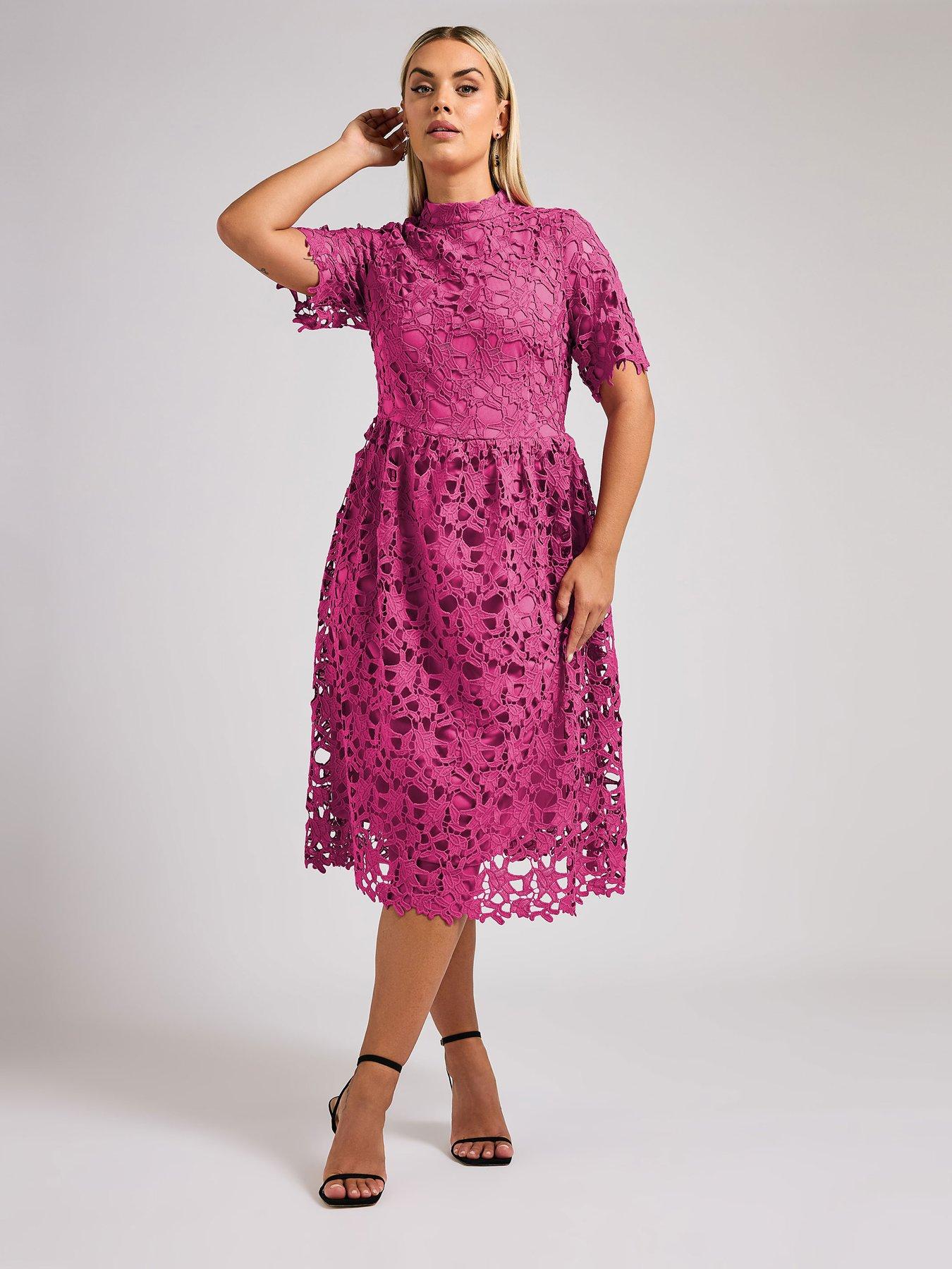 yours-curve-lace-crochet-midi-dress-pink