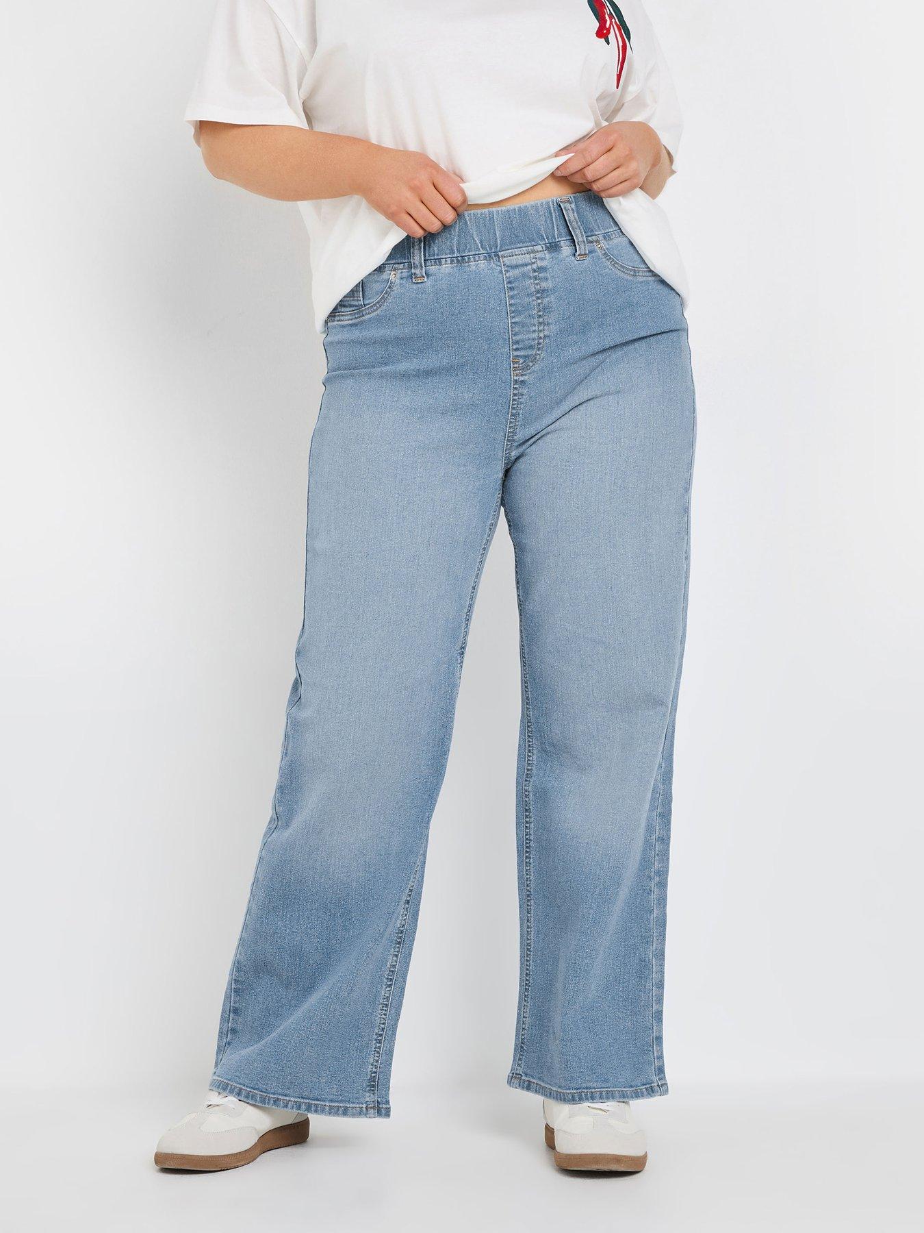 Yours Curve Wide Leg Jeggings - Blue