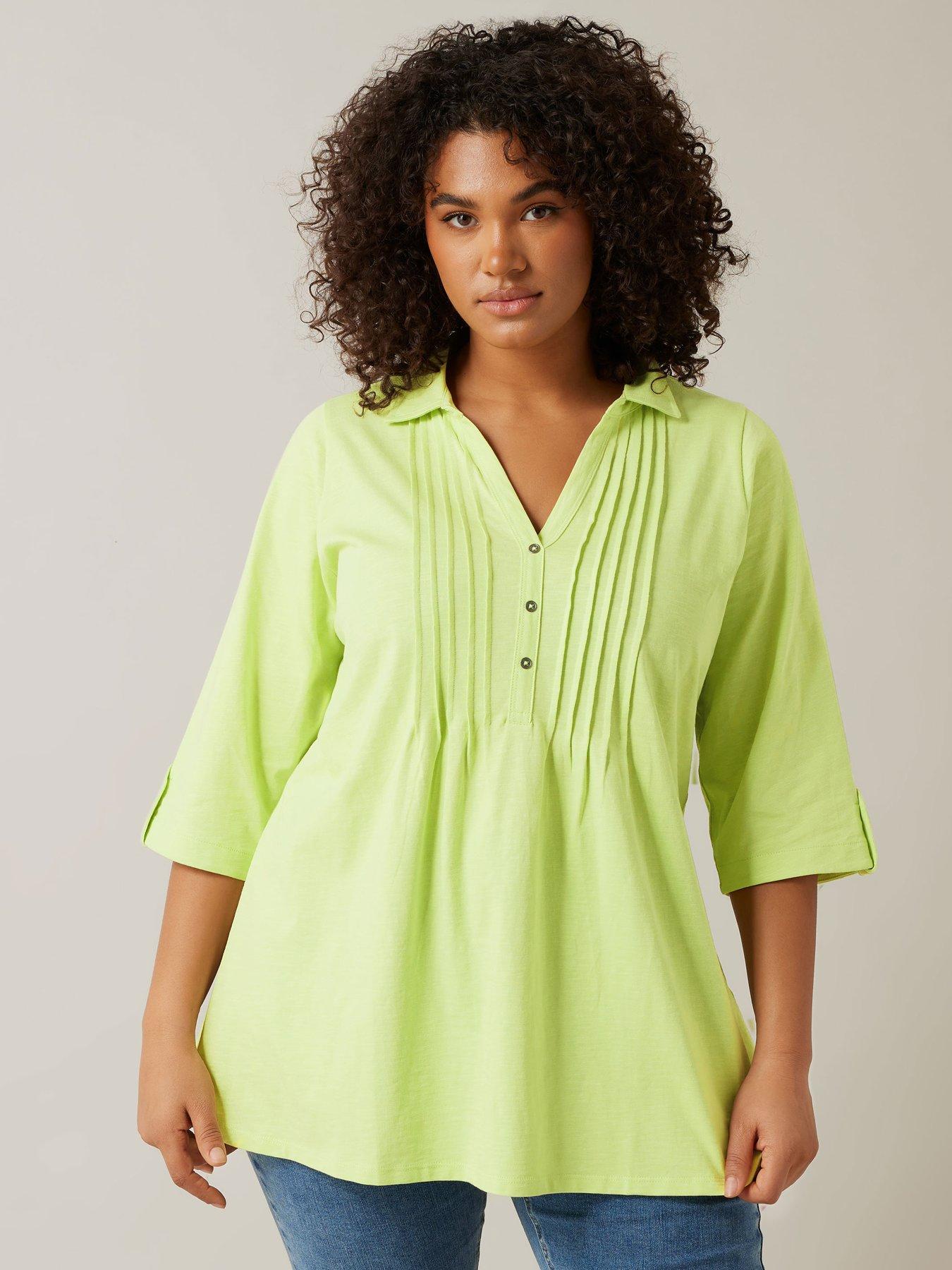 Image of Evans Pintuck Slub Henley Top - Green
