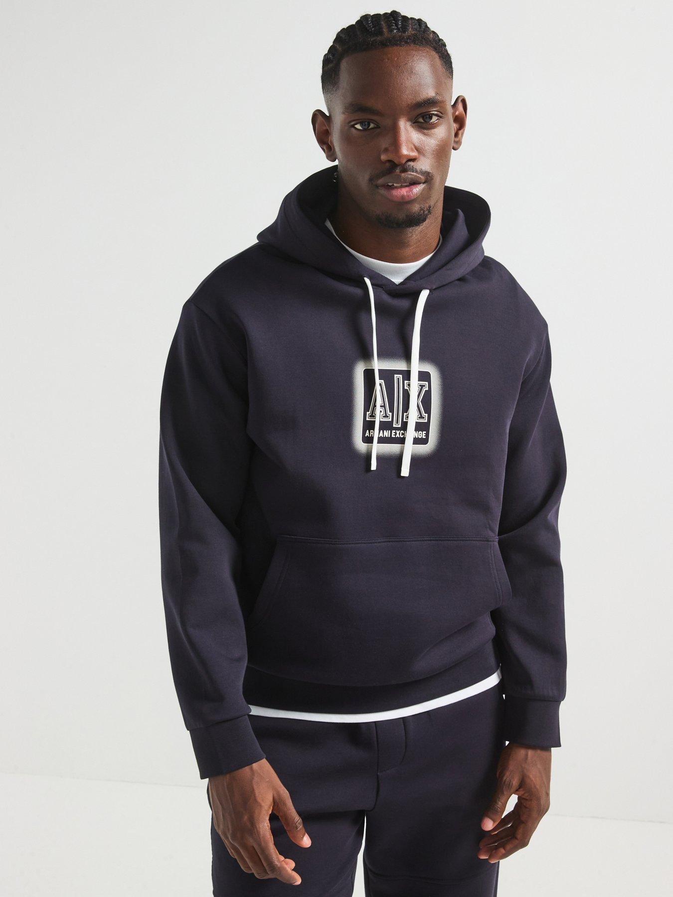 Armani Exchange Logo Bonded Hoodie - Navy