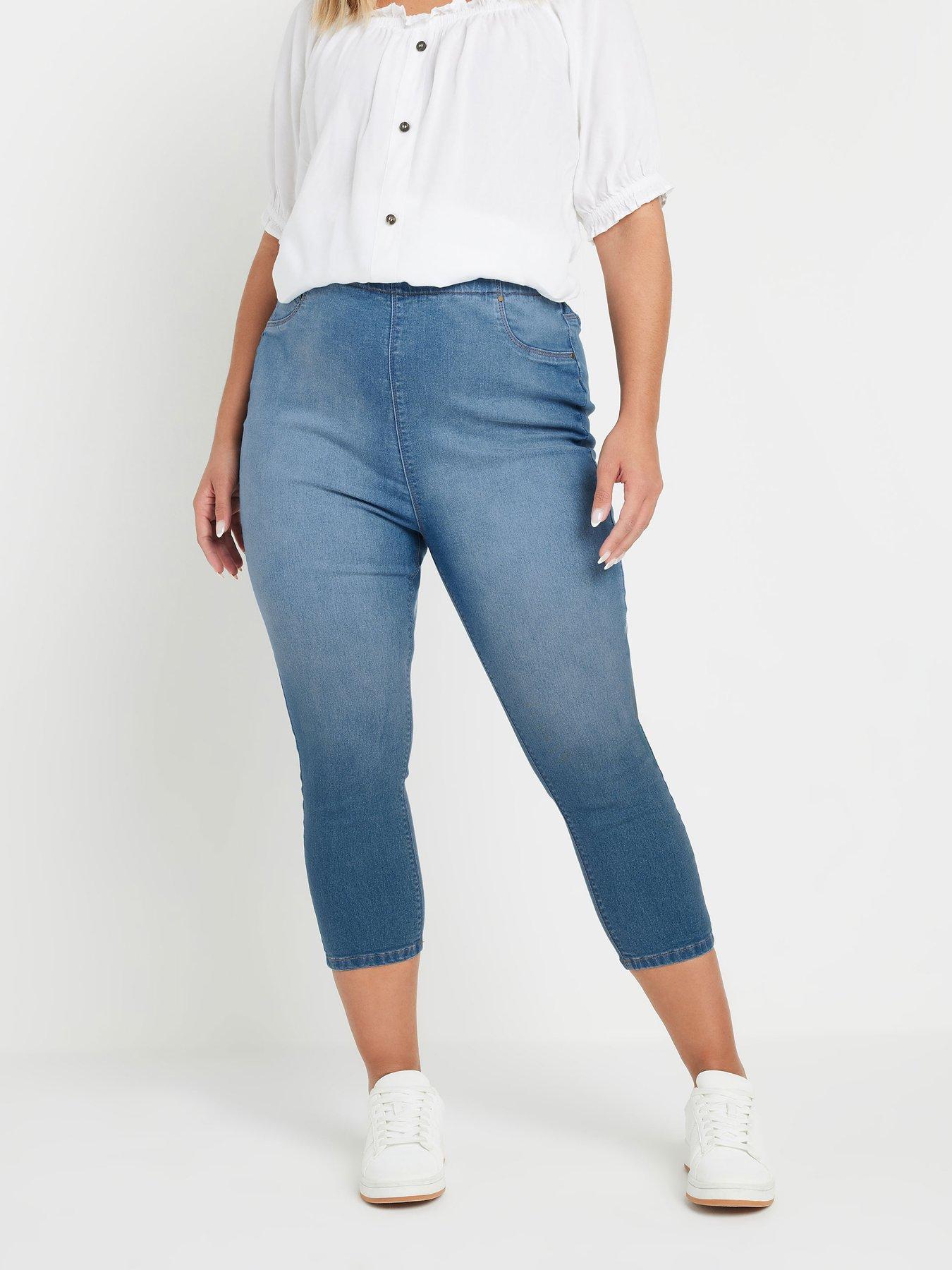 Image of Yours Curve Crop Jenny Jegging - Blue