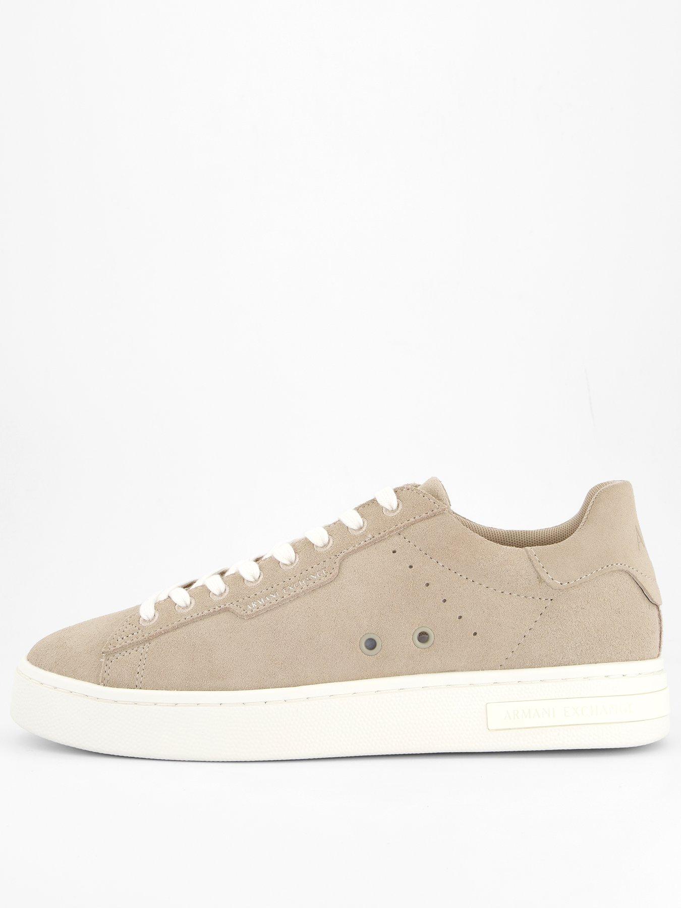 Image 1 of 6 of Armani Exchange Suede Cupsole Trainers - Natural