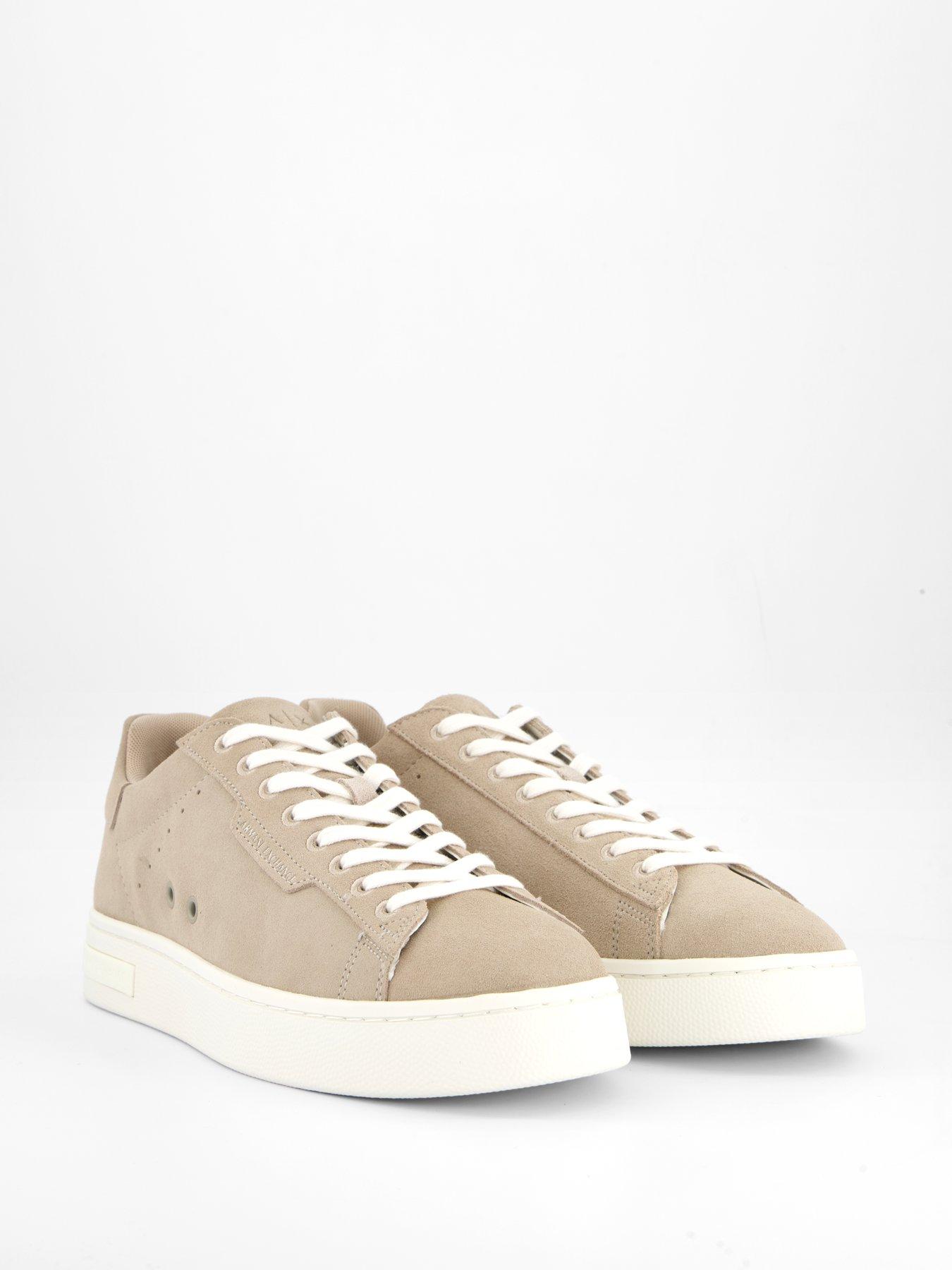 Image 5 of 6 of Armani Exchange Suede Cupsole Trainers - Natural