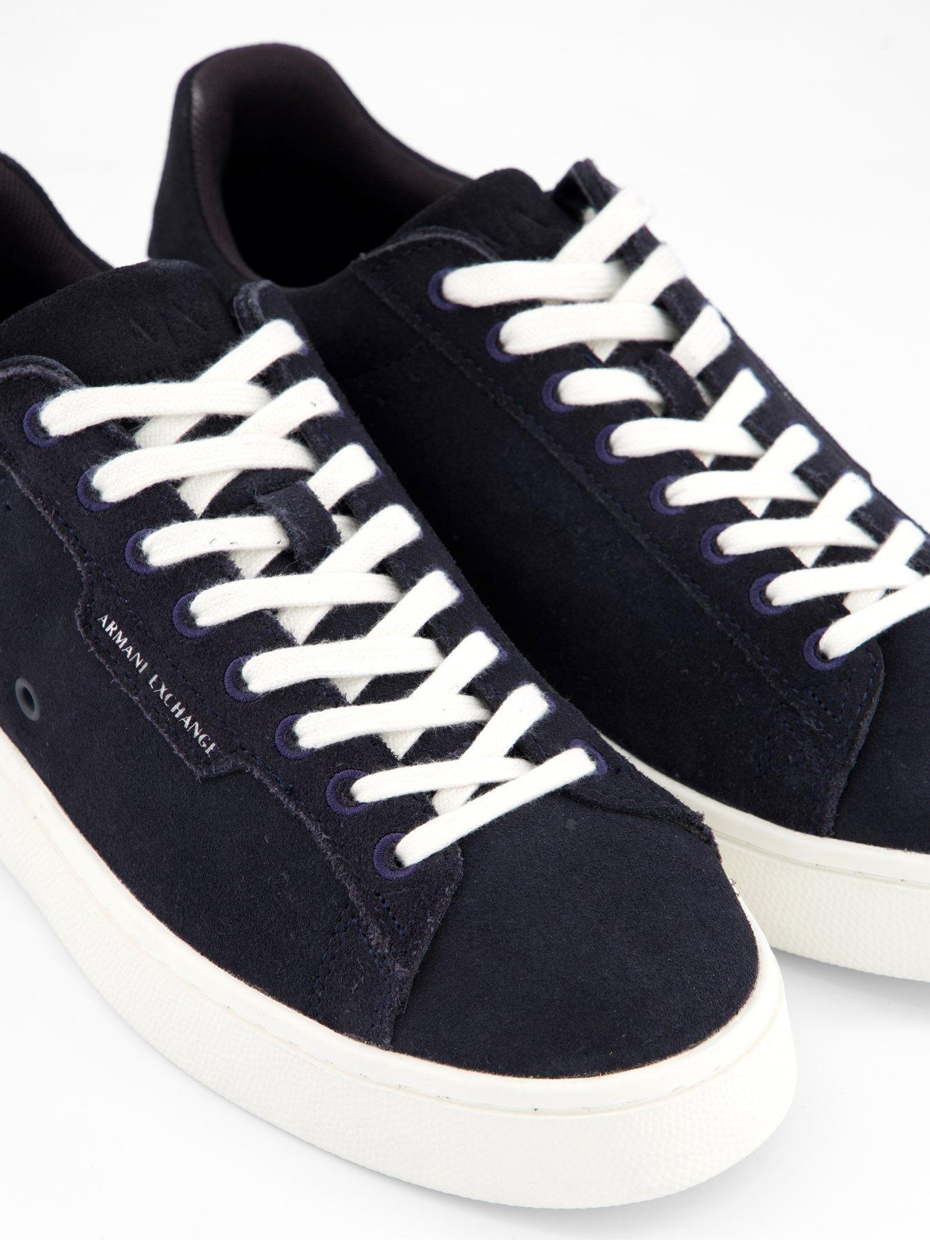 Image 4 of 6 of Armani Exchange Suede Cupsole Trainers - Navy
