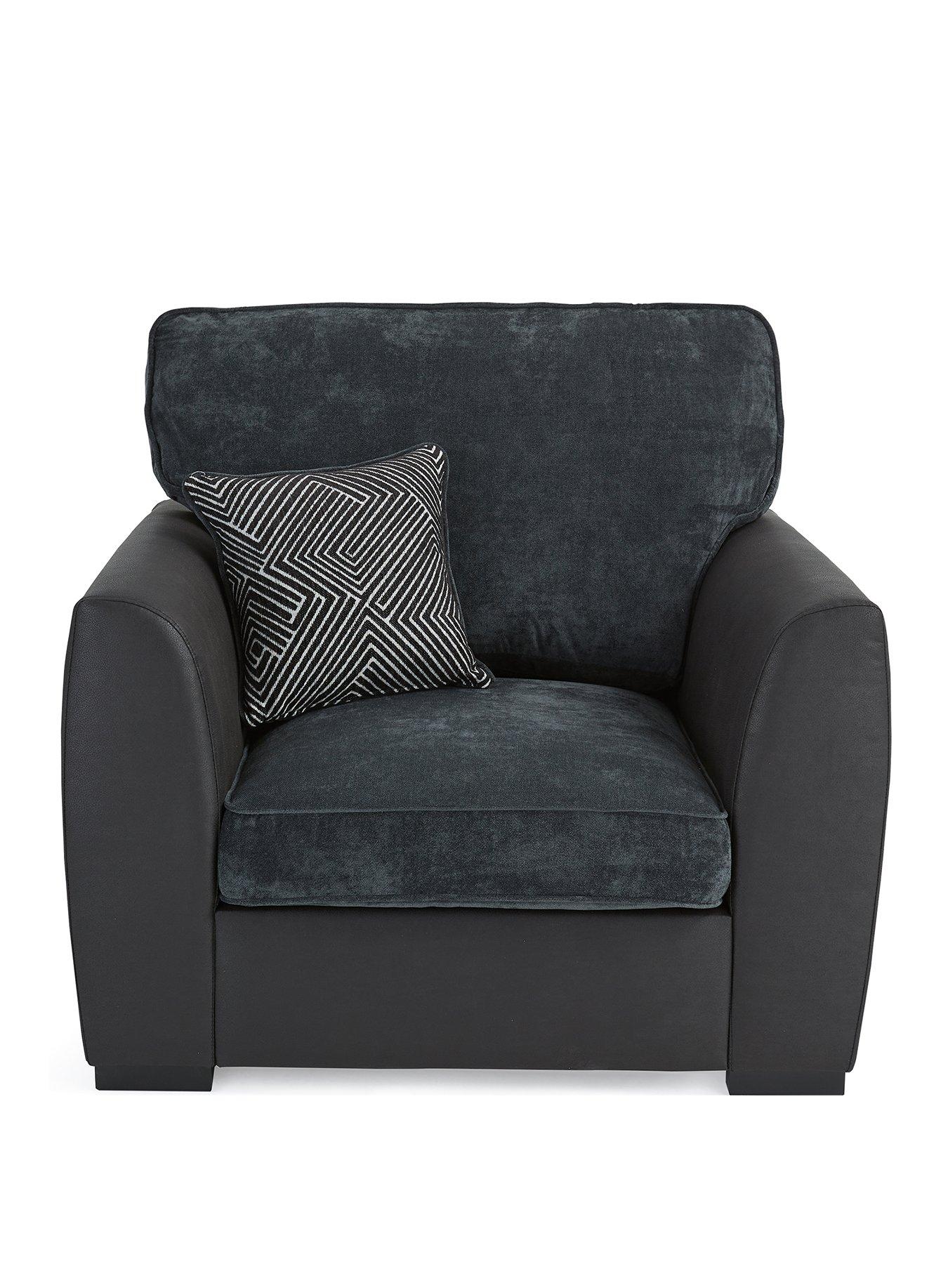 Image 2 of 7 of Very Home Cabo Fabric and Faux Leather Armchair - Charcoal&nbsp;- FSC&reg; Certified