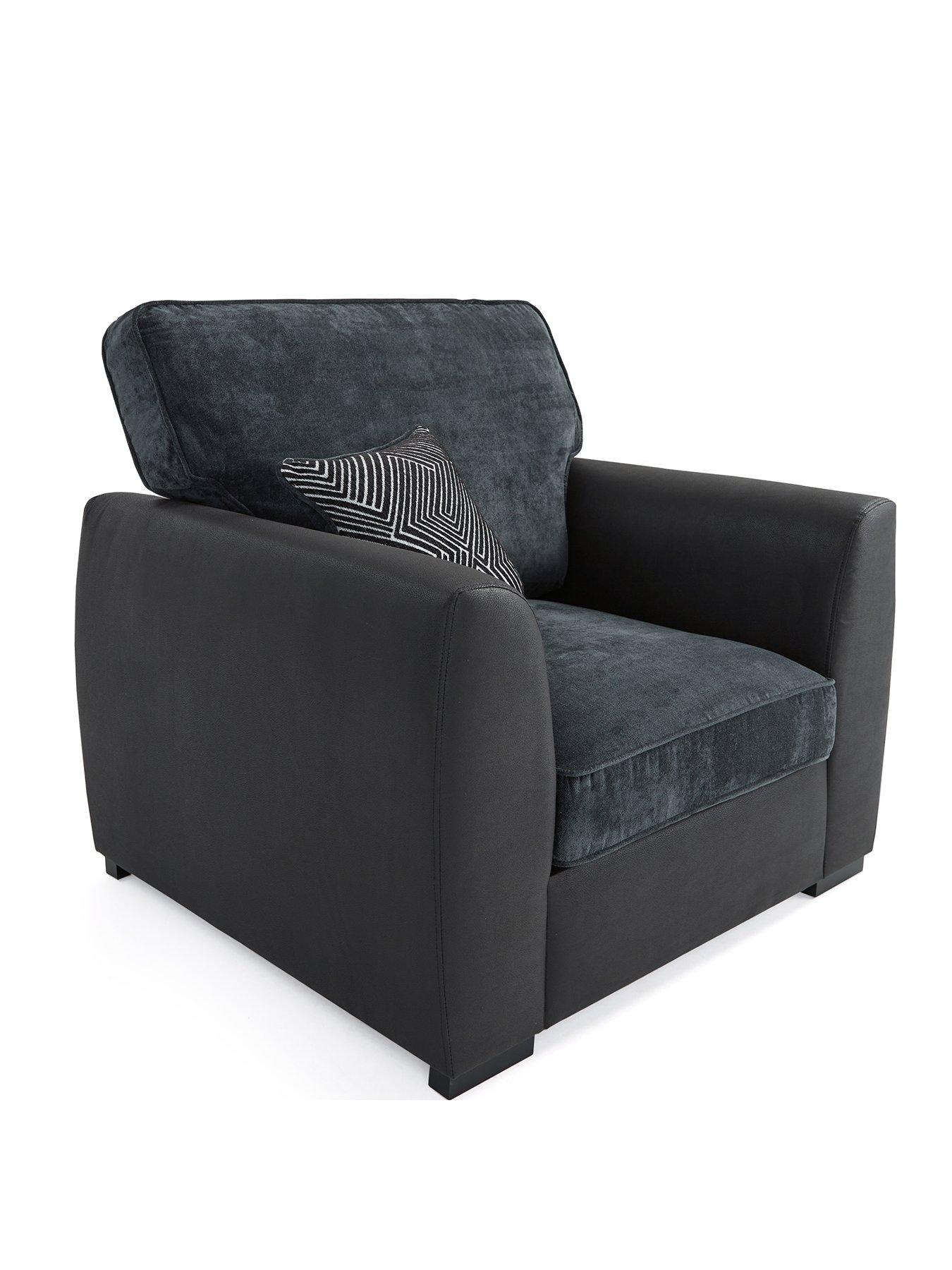 Image 3 of 7 of Very Home Cabo Fabric and Faux Leather Armchair - Charcoal&nbsp;- FSC&reg; Certified