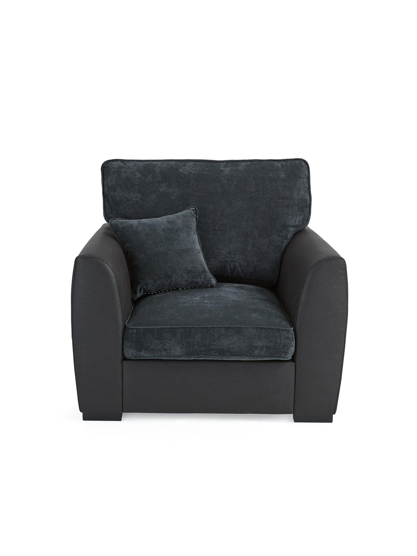 Image 7 of 7 of Very Home Cabo Fabric and Faux Leather Armchair - Charcoal&nbsp;- FSC&reg; Certified