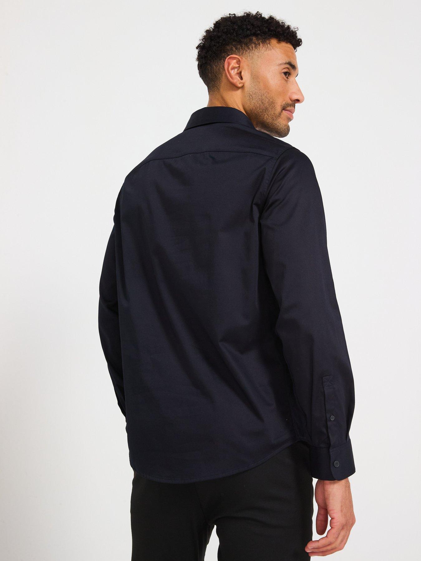Image 2 of 6 of Armani Exchange Icon Stretch Cotton Shirt - Navy