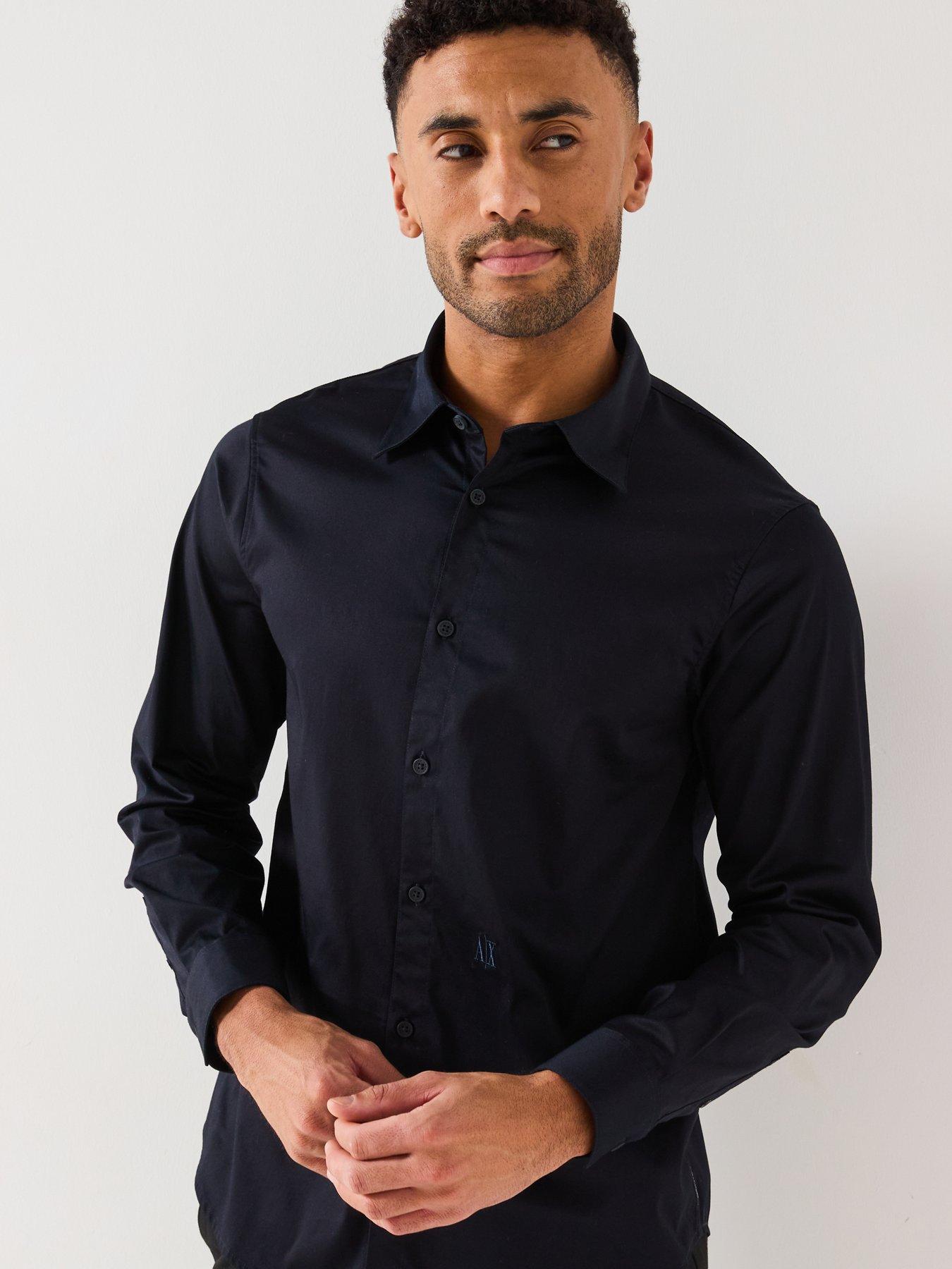 Image 4 of 6 of Armani Exchange Icon Stretch Cotton Shirt - Navy