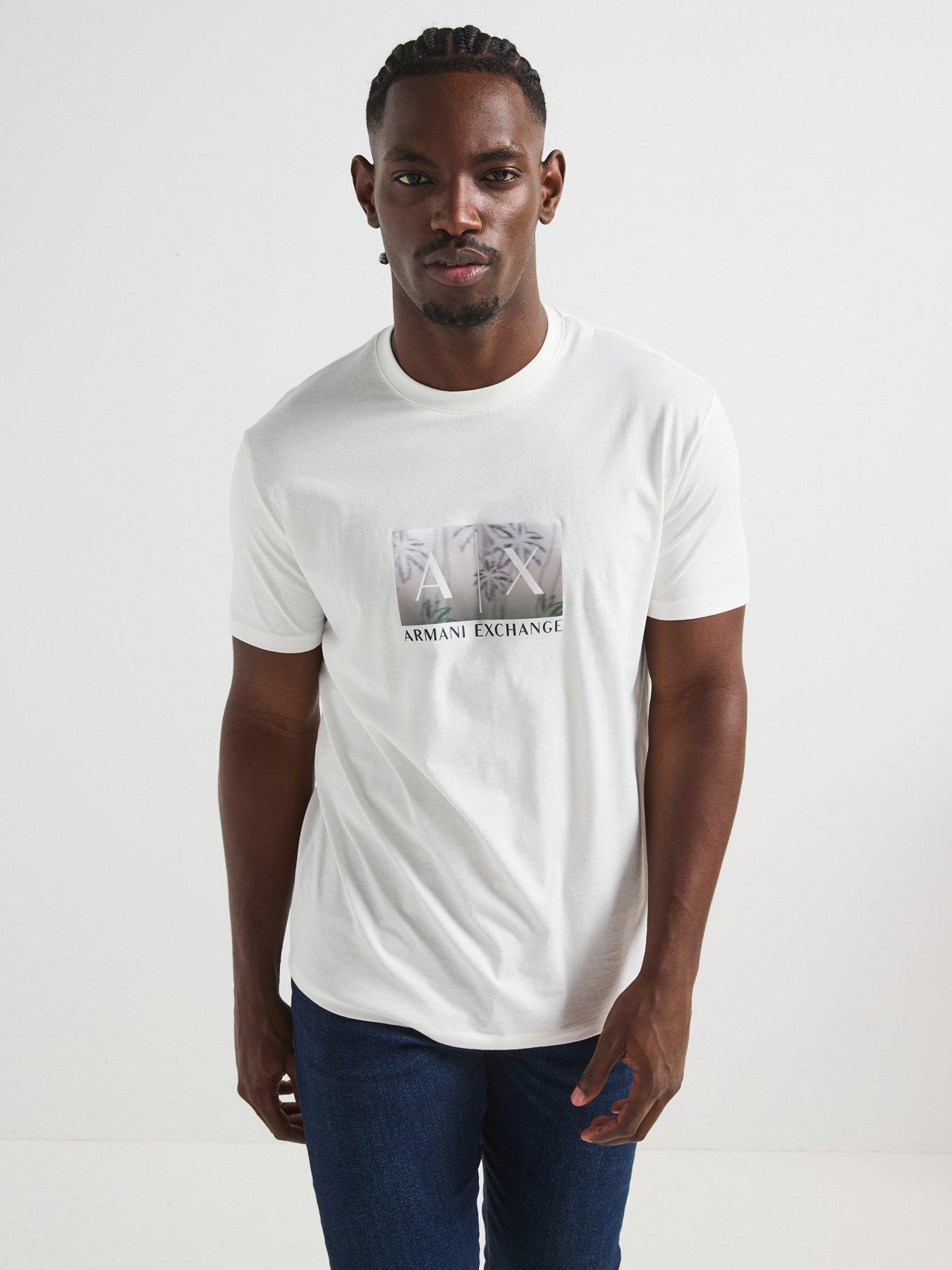 Image 1 of 5 of Armani Exchange Printed Logo T-Shirt - Off White