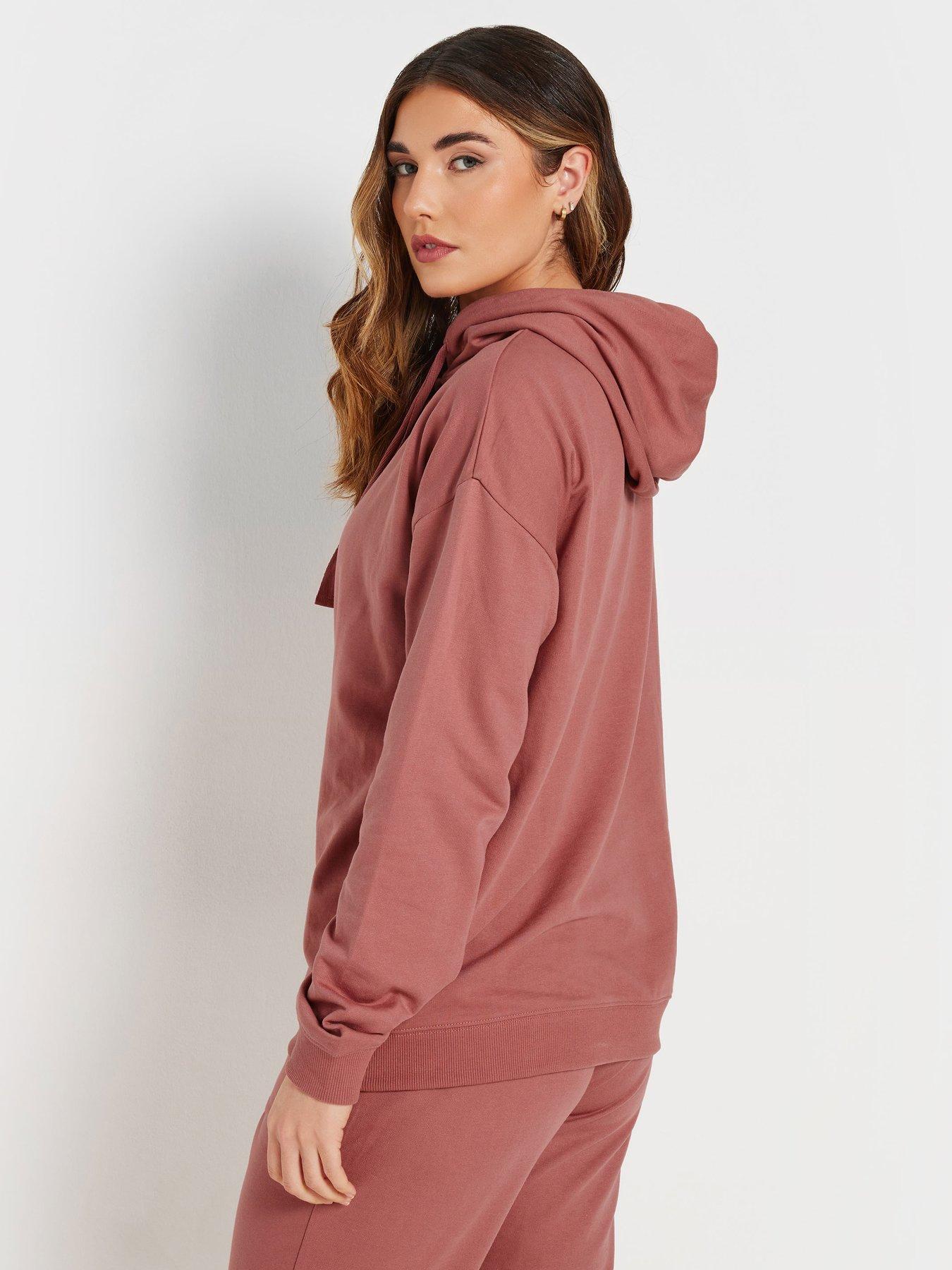 long-tall-sally-tall-drop-shoulder-drawcord-hoodie-brownstillFront
