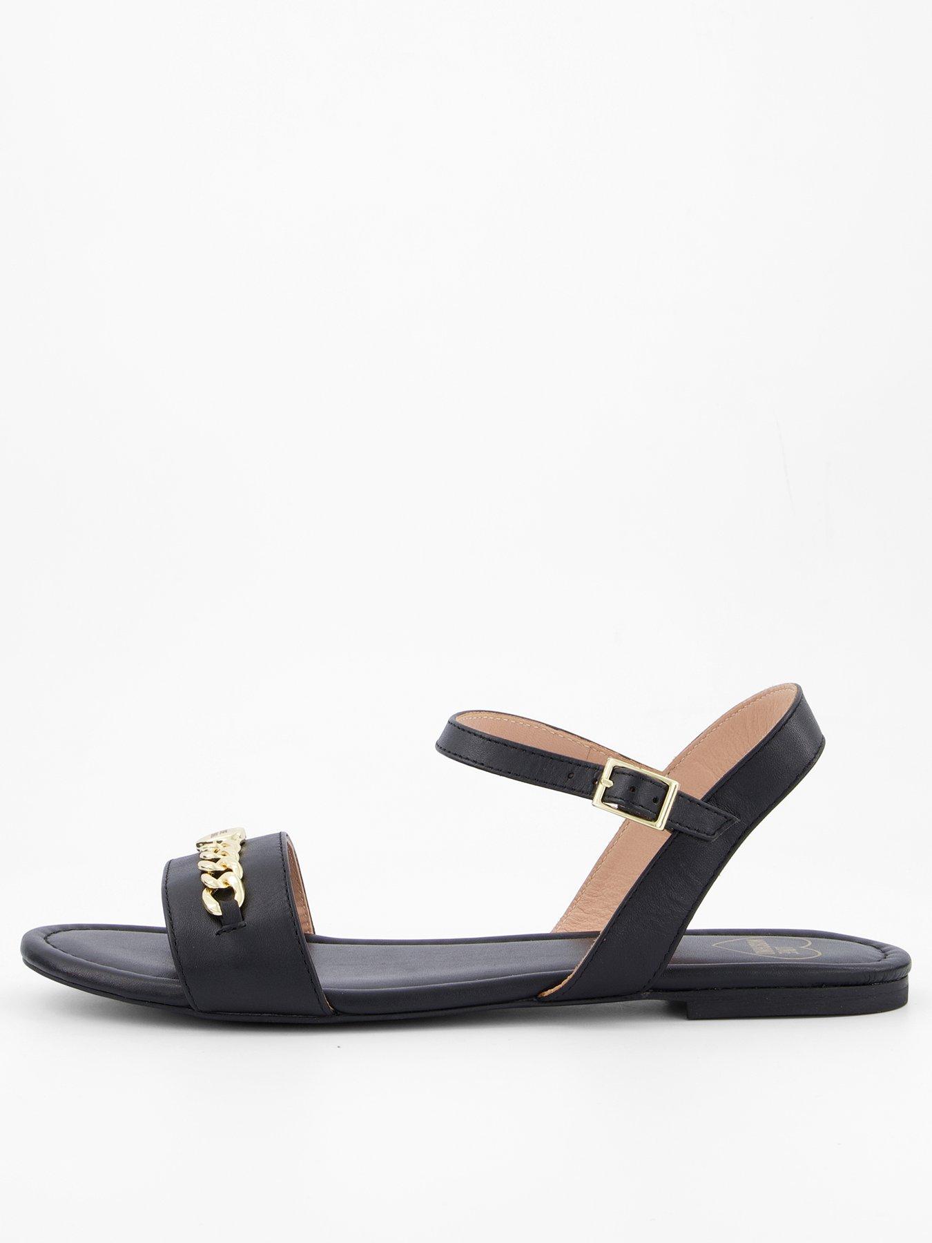 undefined Leather Flat Sandal - Black