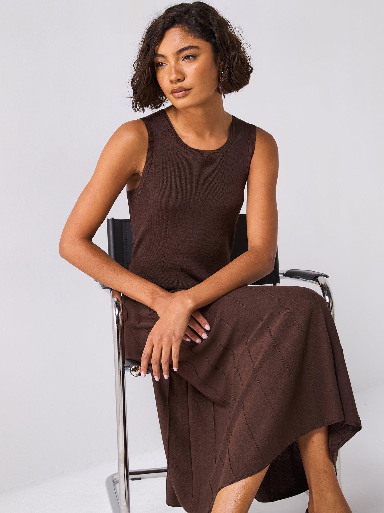 joseph-satin-knit-mix-rib-dress-dark-brownback