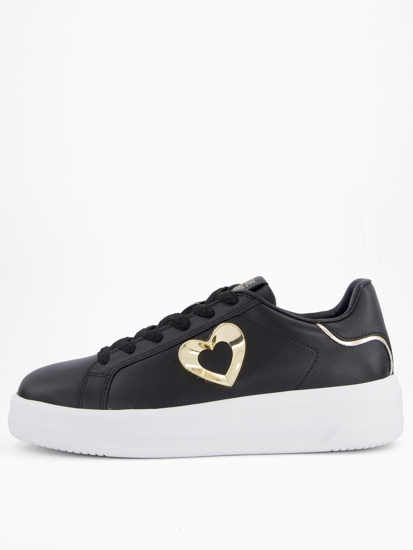 Image of LOVE MOSCHINO Heart Logo Trainer - Black/Platinum