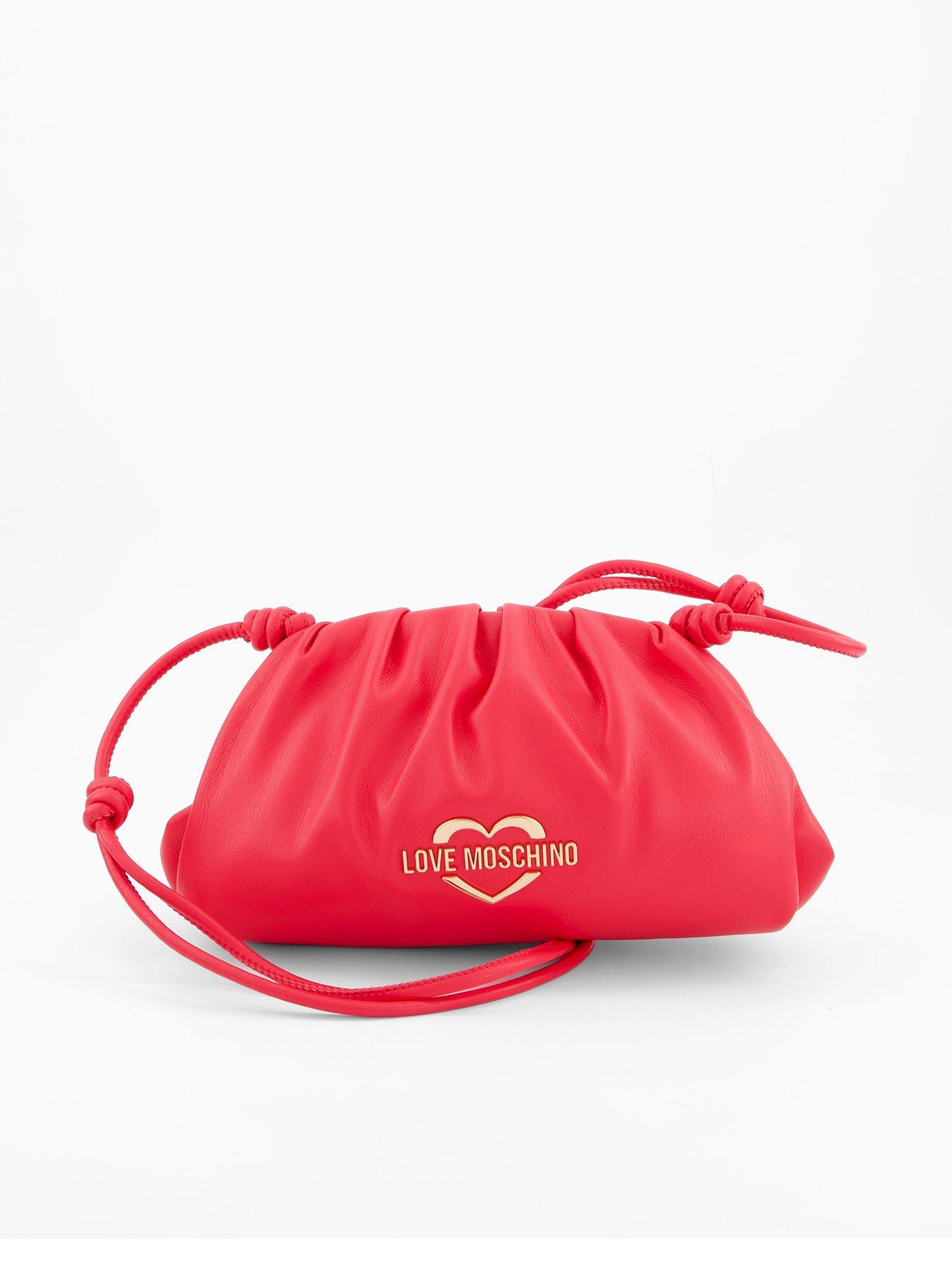LOVE MOSCHINO Scrunched Logo Clutch Strap - Fuchsia