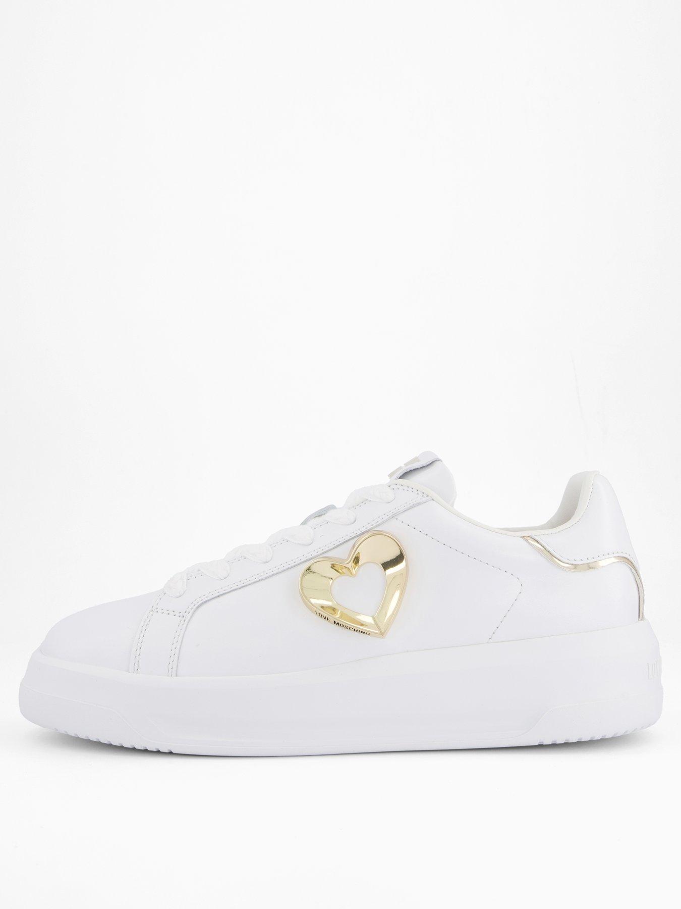 Image of LOVE MOSCHINO Heart Logo Trainer - White/Platinum