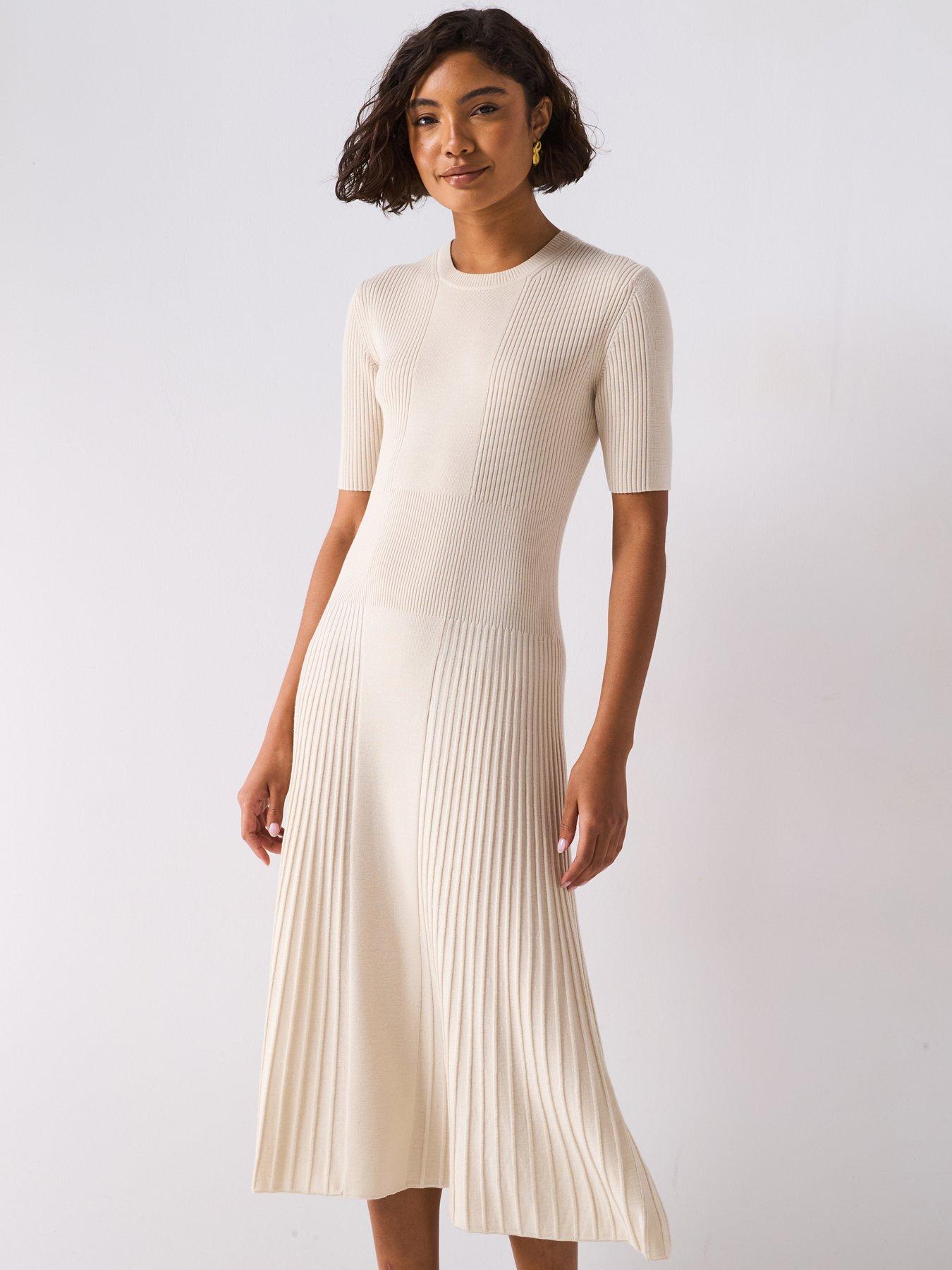 JOSEPH Fine Rib Merino Dress - Cream
