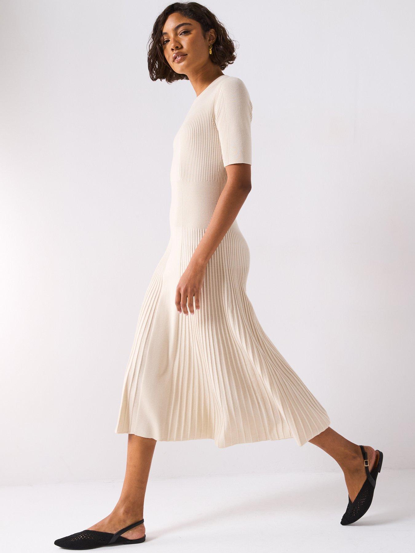Image 3 of 6 of JOSEPH Fine Rib Merino Dress - Cream