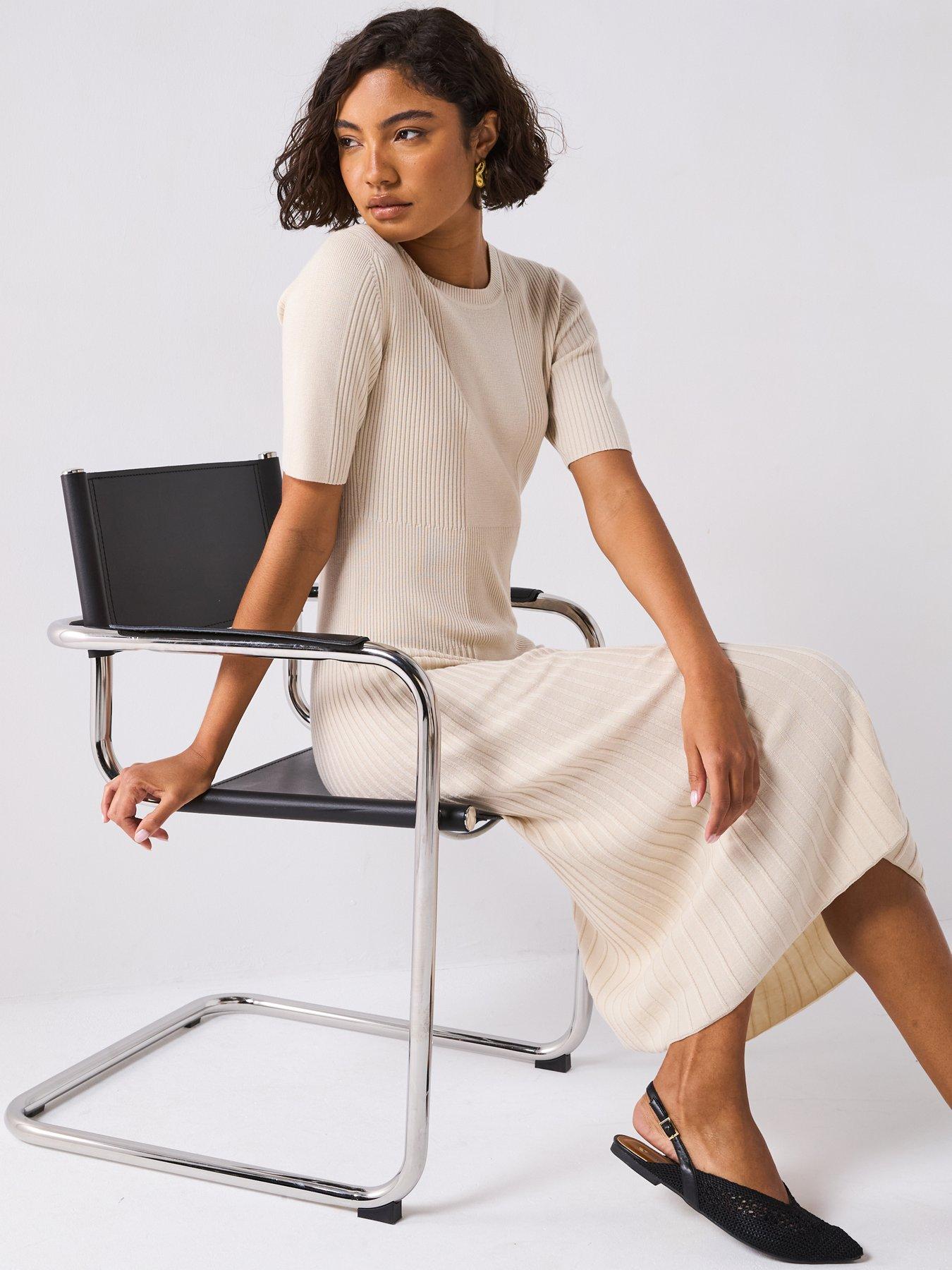 Image 4 of 6 of JOSEPH Fine Rib Merino Dress - Cream