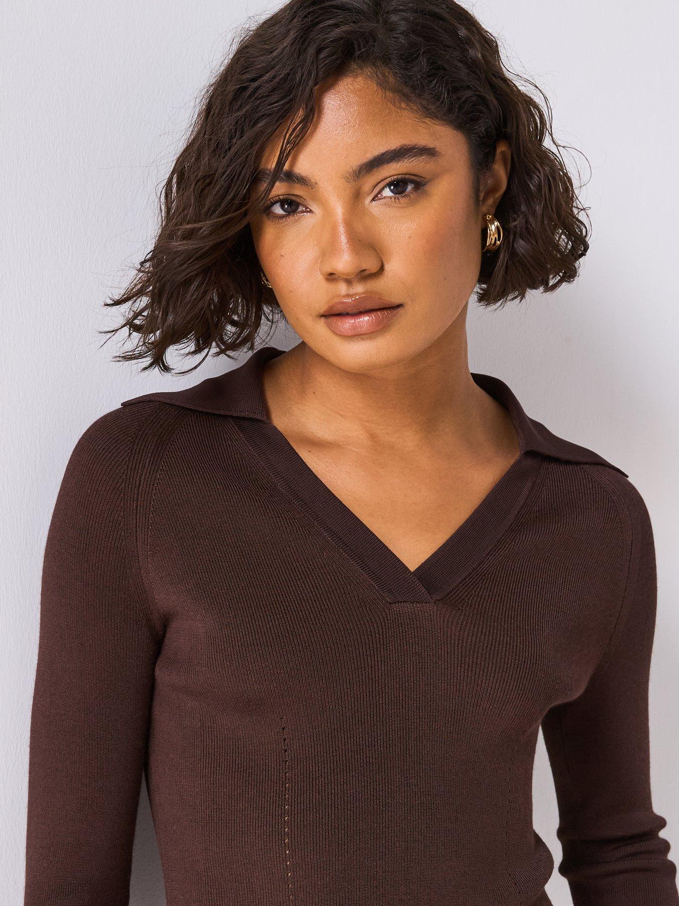 joseph-rib-knit-polo-top-dark-browndetail