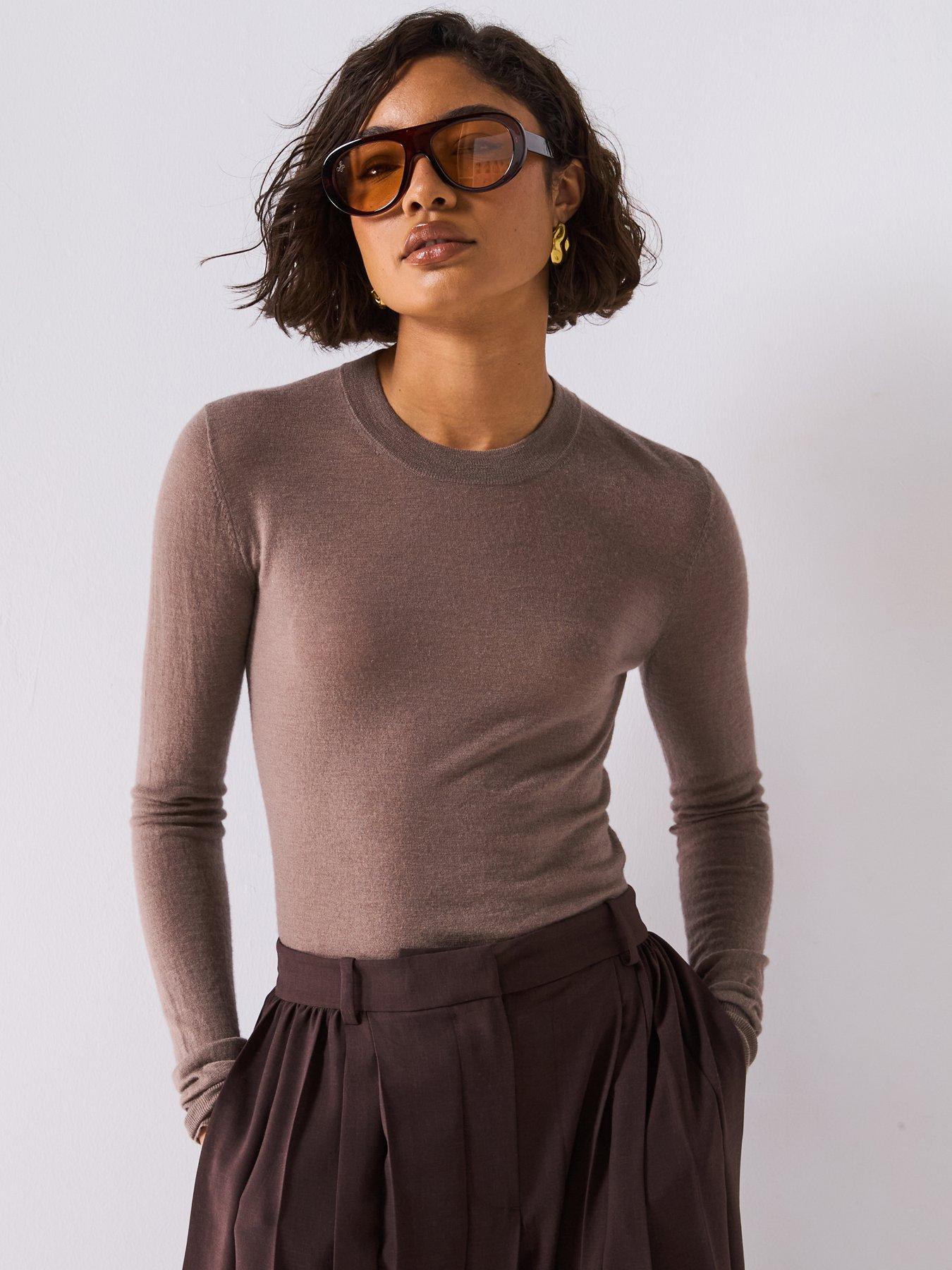 Image 1 of 6 of JOSEPH Round Neck Cashmere Jumper - Beige