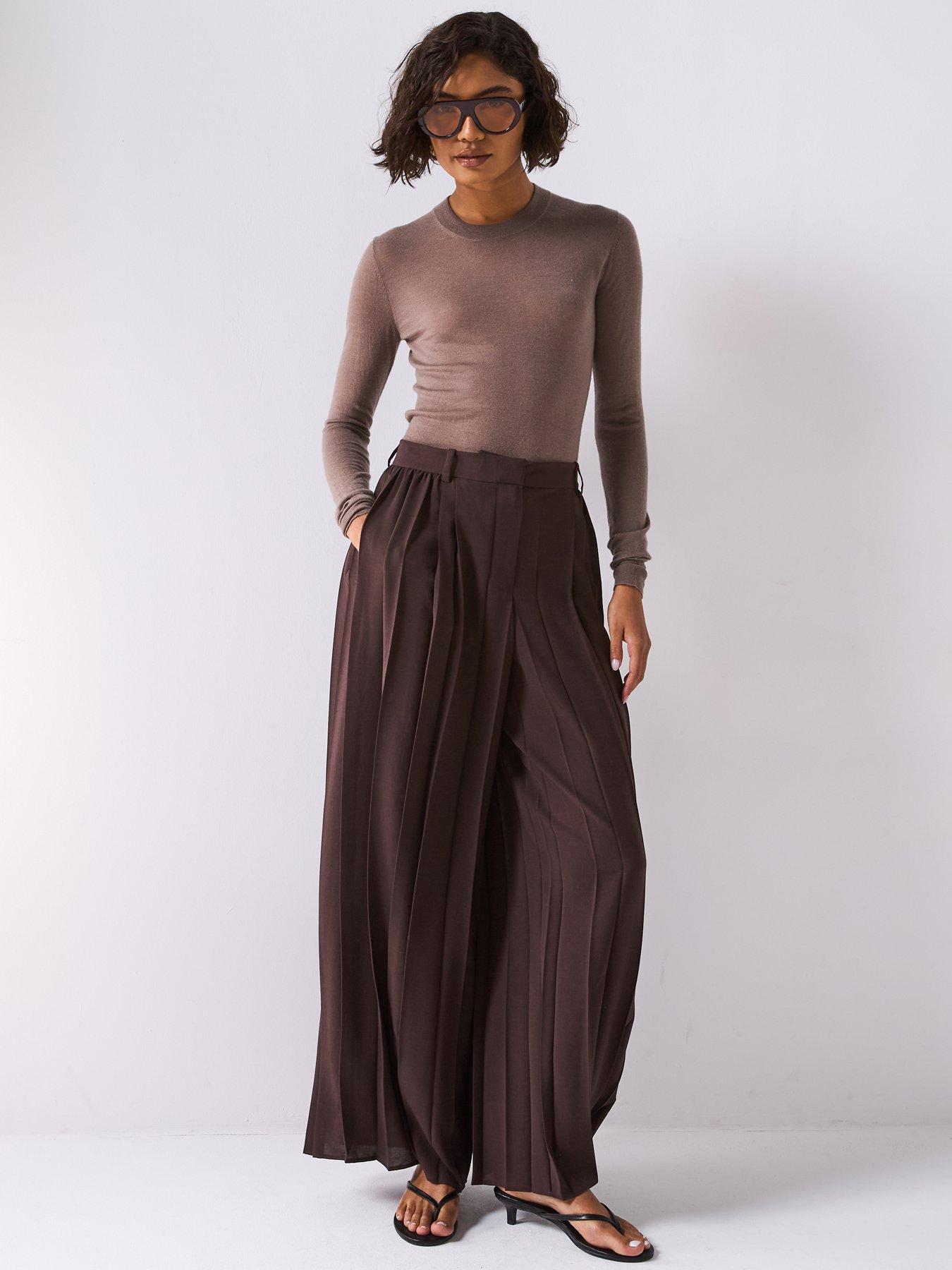 Image 6 of 6 of JOSEPH Plisse Pant - Dark Brown