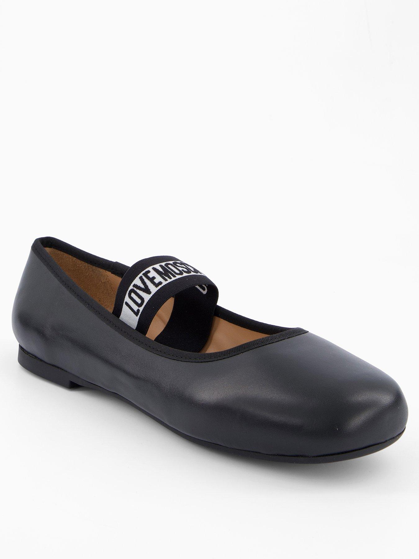 LOVE MOSCHINO Logo Strap Ballet Flat - Black