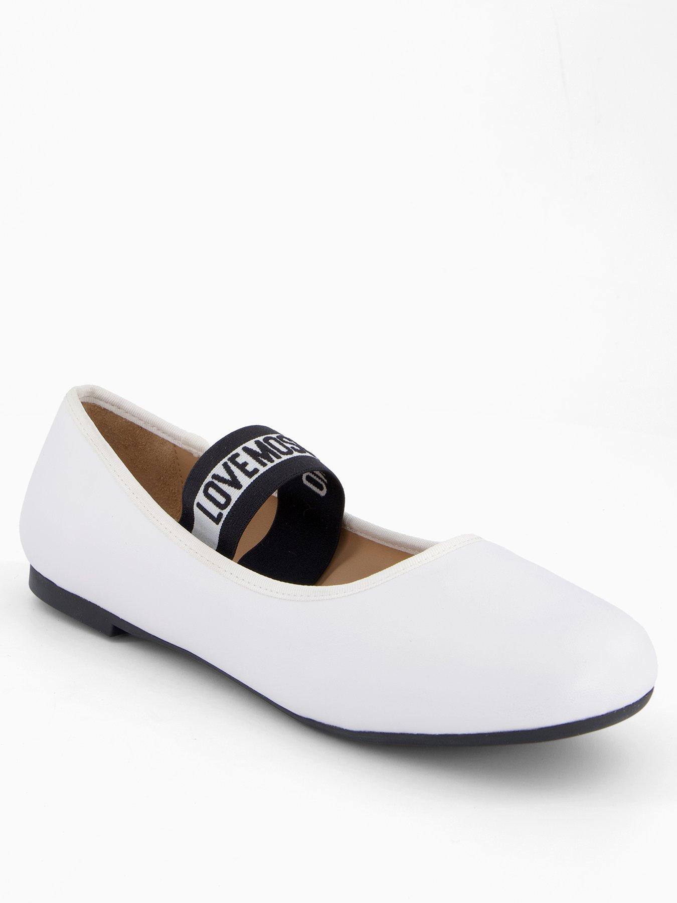 LOVE MOSCHINO Logo Strap Ballet Flat - White