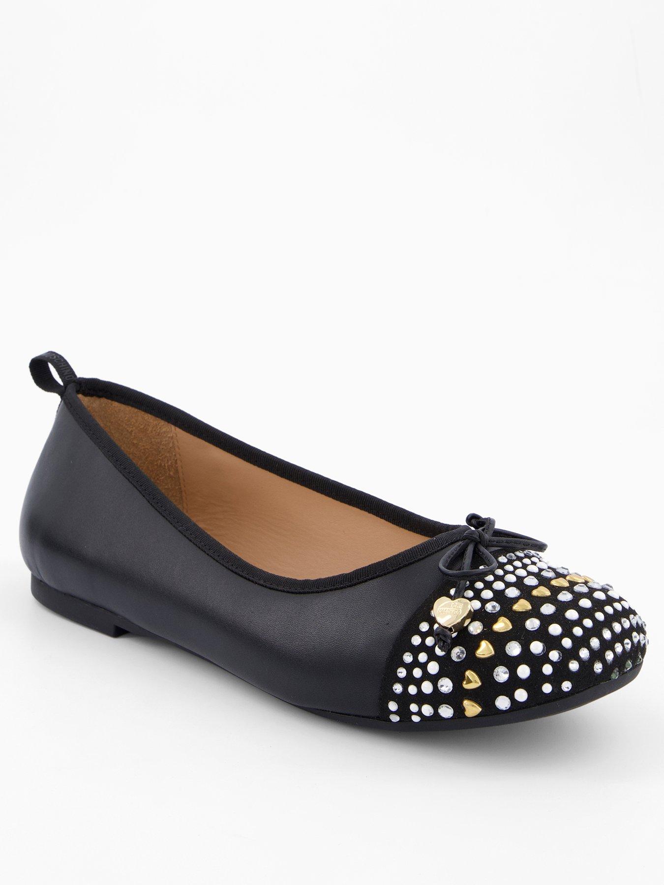 LOVE MOSCHINO Soft Leather Ballet Flat - Black
