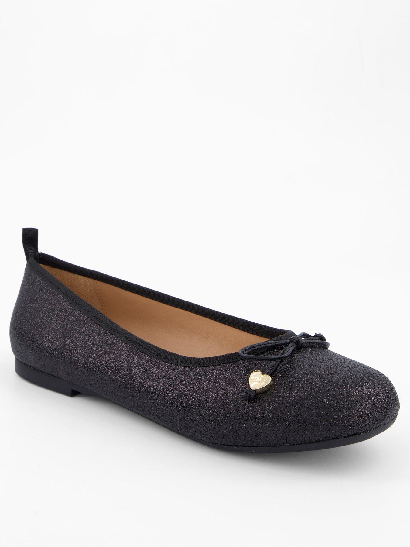 Image 1 of 5 of LOVE MOSCHINO Glitter Ballet Flat - Black