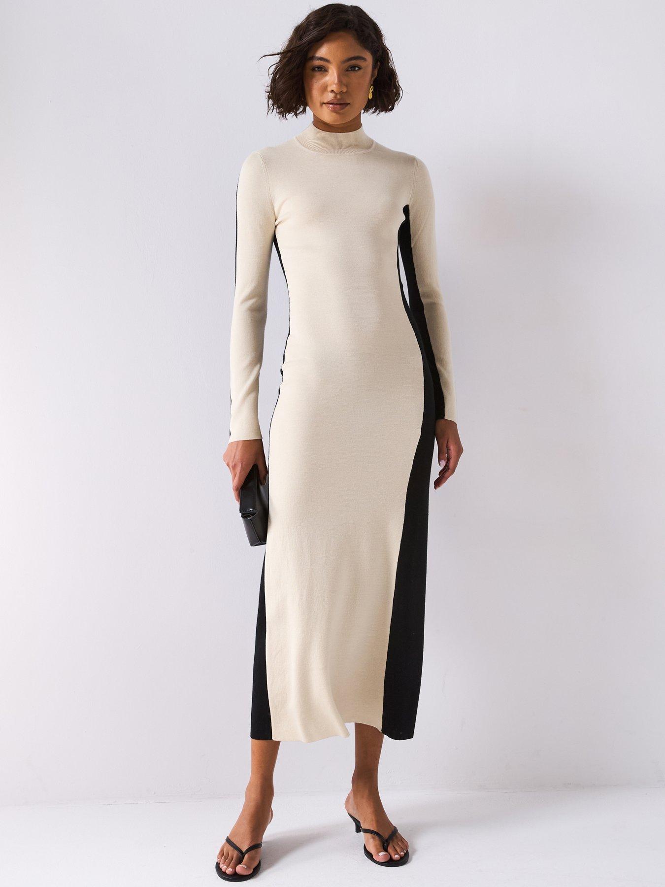 JOSEPH Bicolour Knit Maxi Dress - Cream