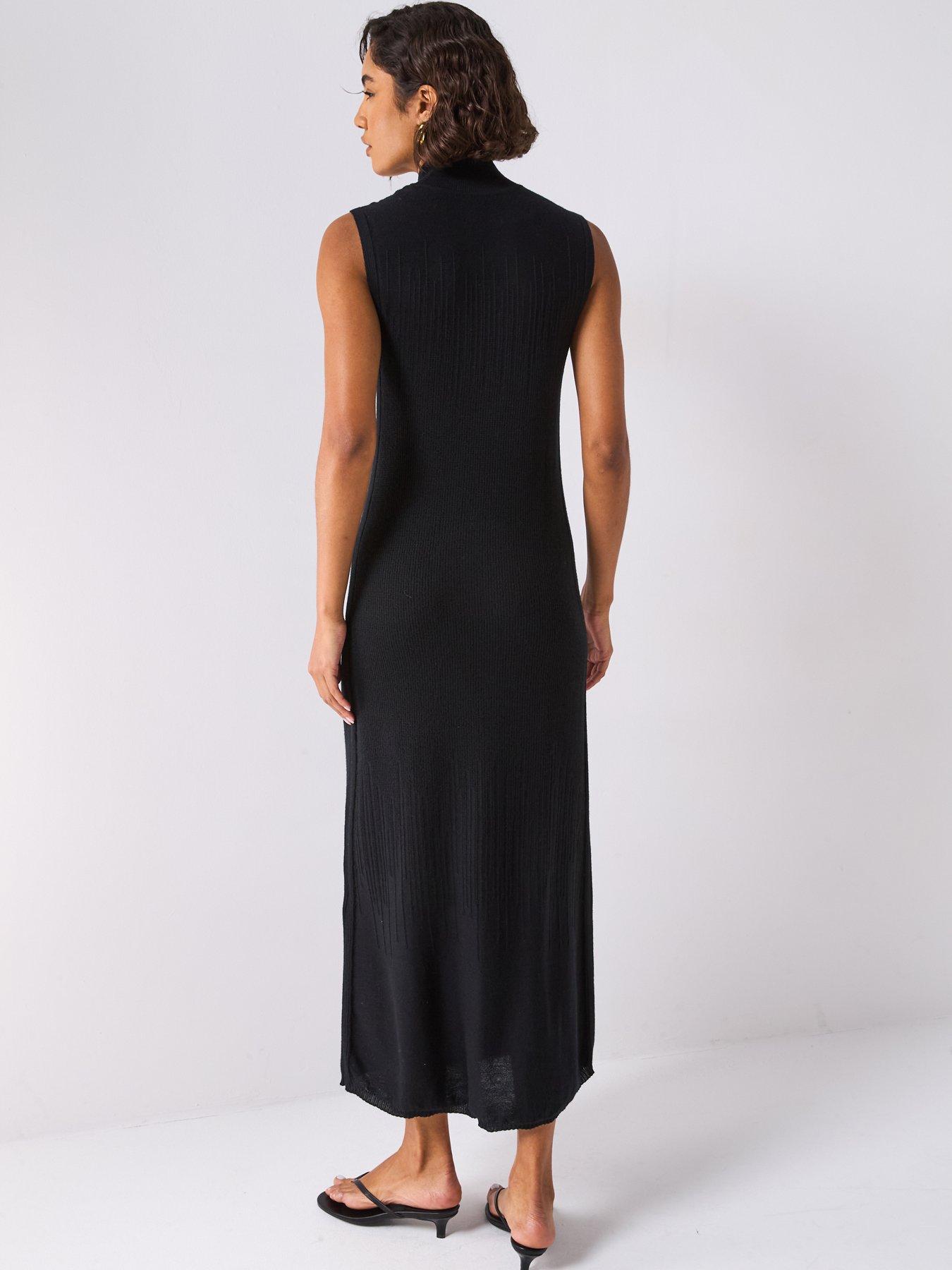 joseph-gradient-stich-dress-blackstillFront