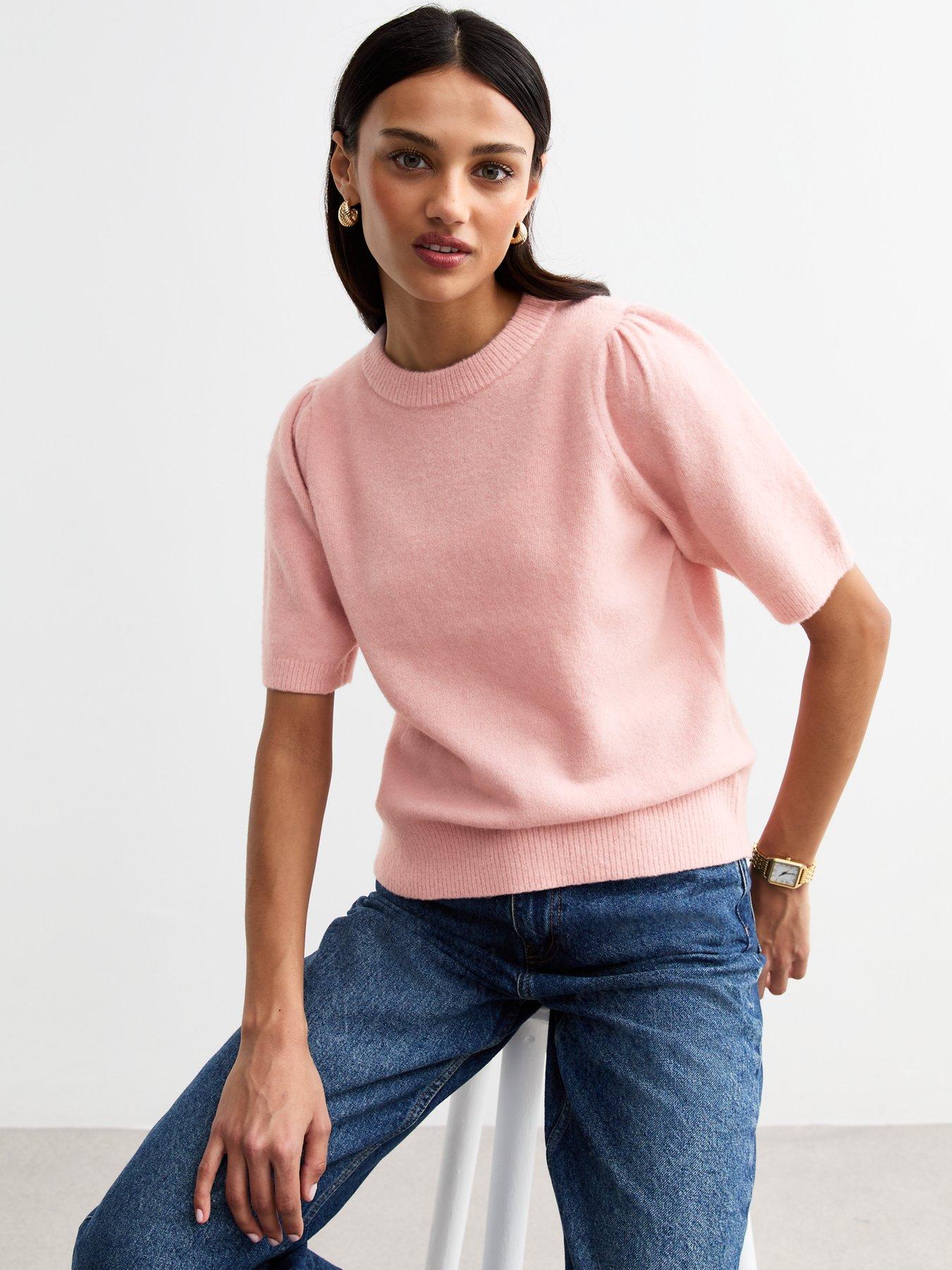 new-look-pink-puff-sleeve-knit-top