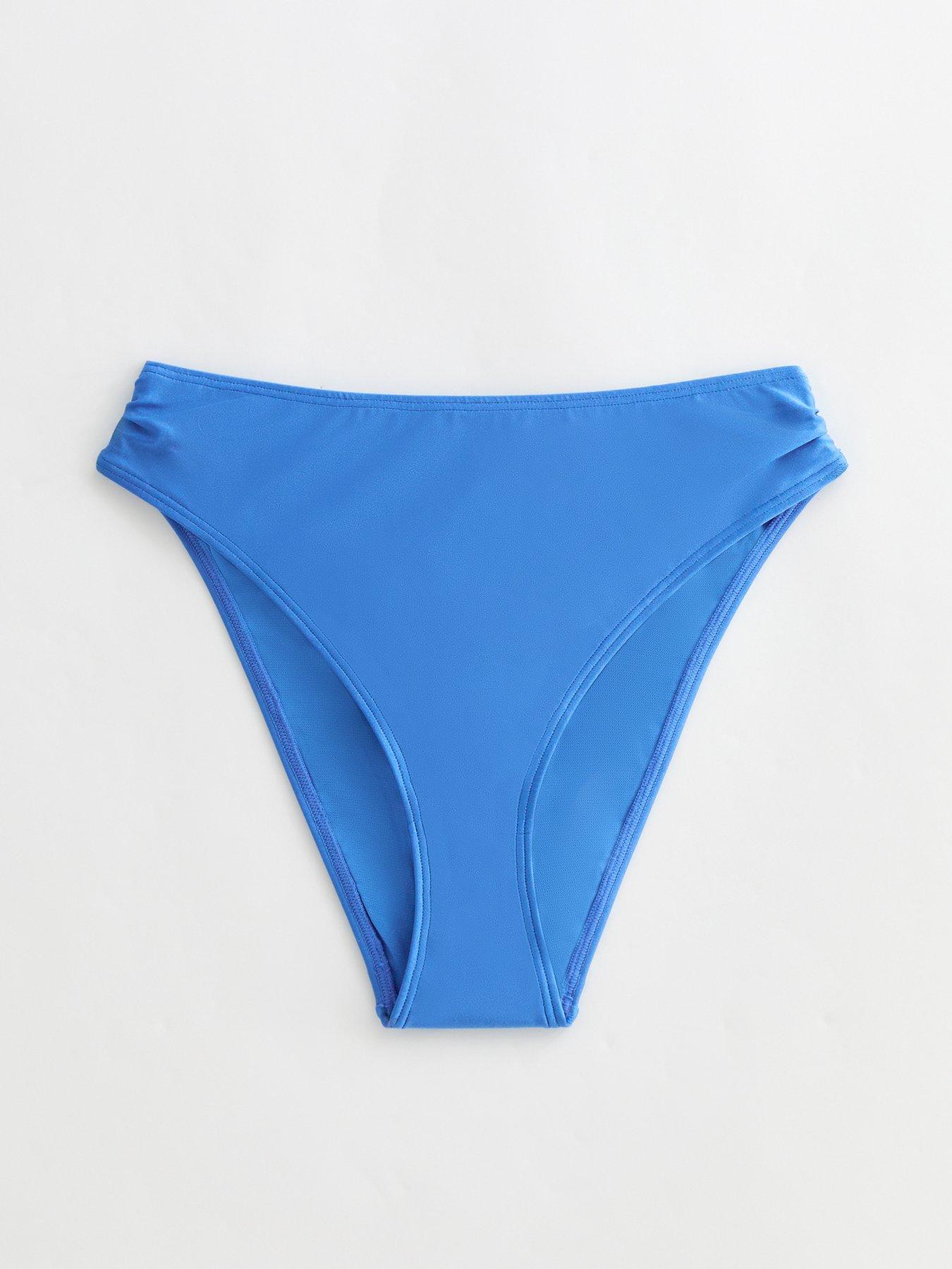 new-look-bright-blue-ruched-side-high-leg-bikini-bottoms