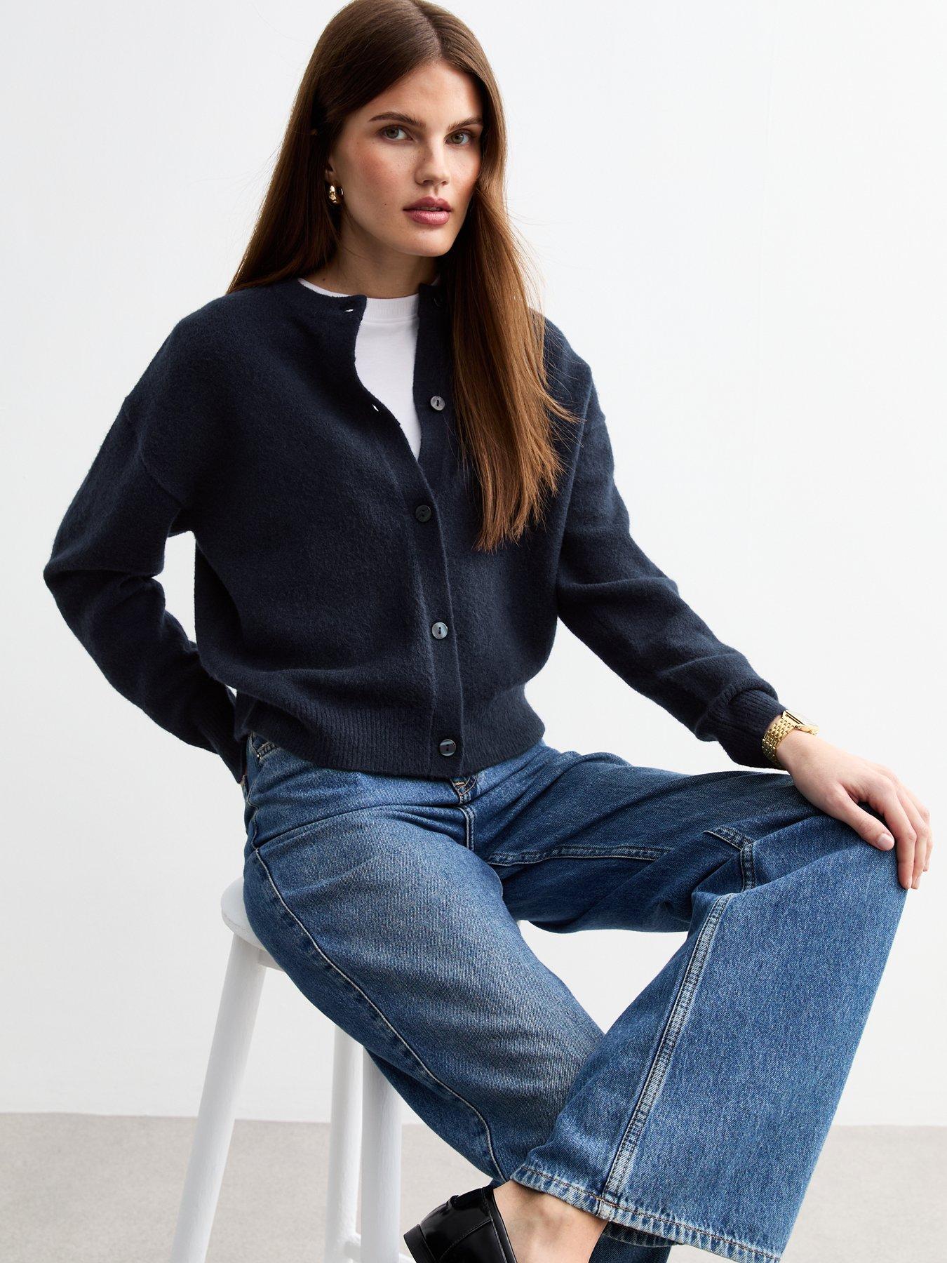 new-look-navy-soft-knit-crew-neck-cardigan-blue