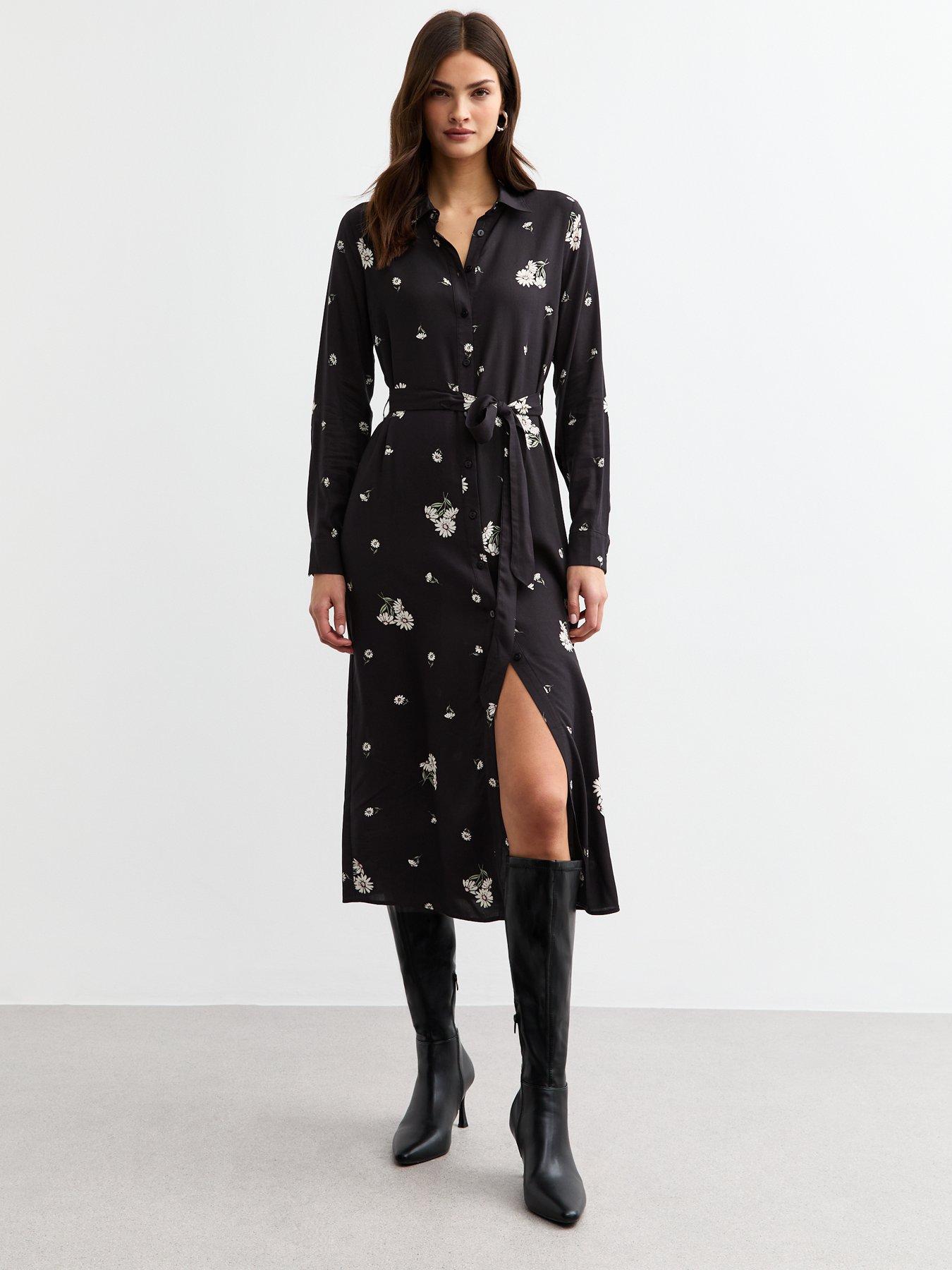 new-look-daisy-print-belted-midi-shirt-dress-blackback